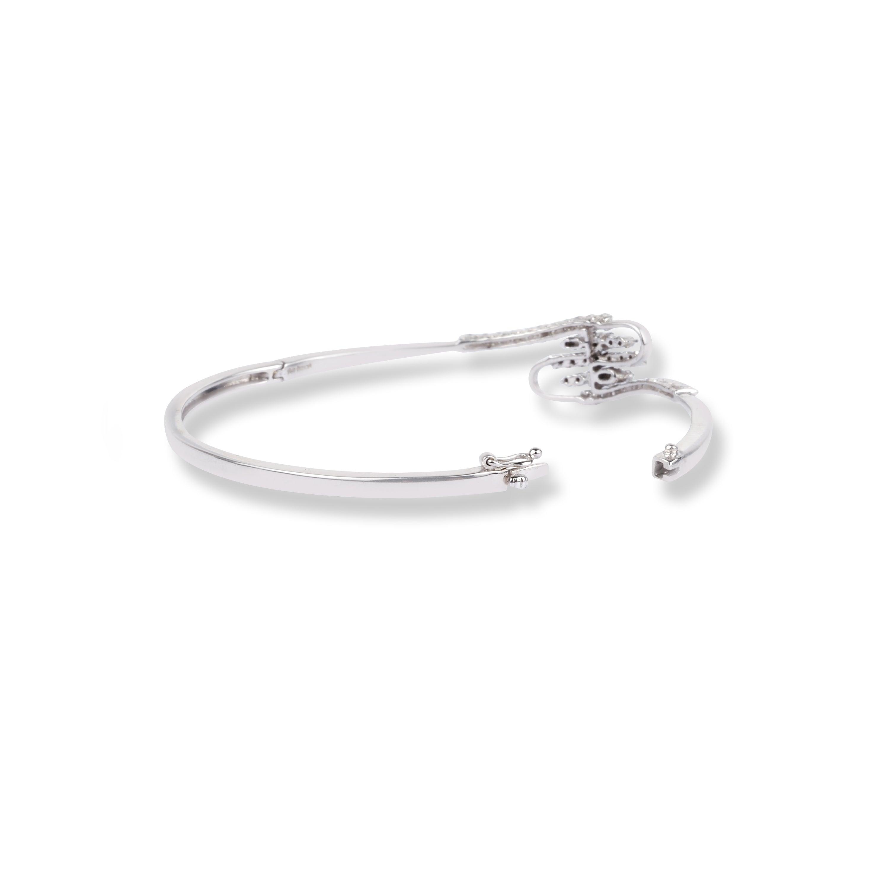 18ct White Gold Openable Bangle with Cubic Zirconia Stones LR13001 - Minar Jewellers