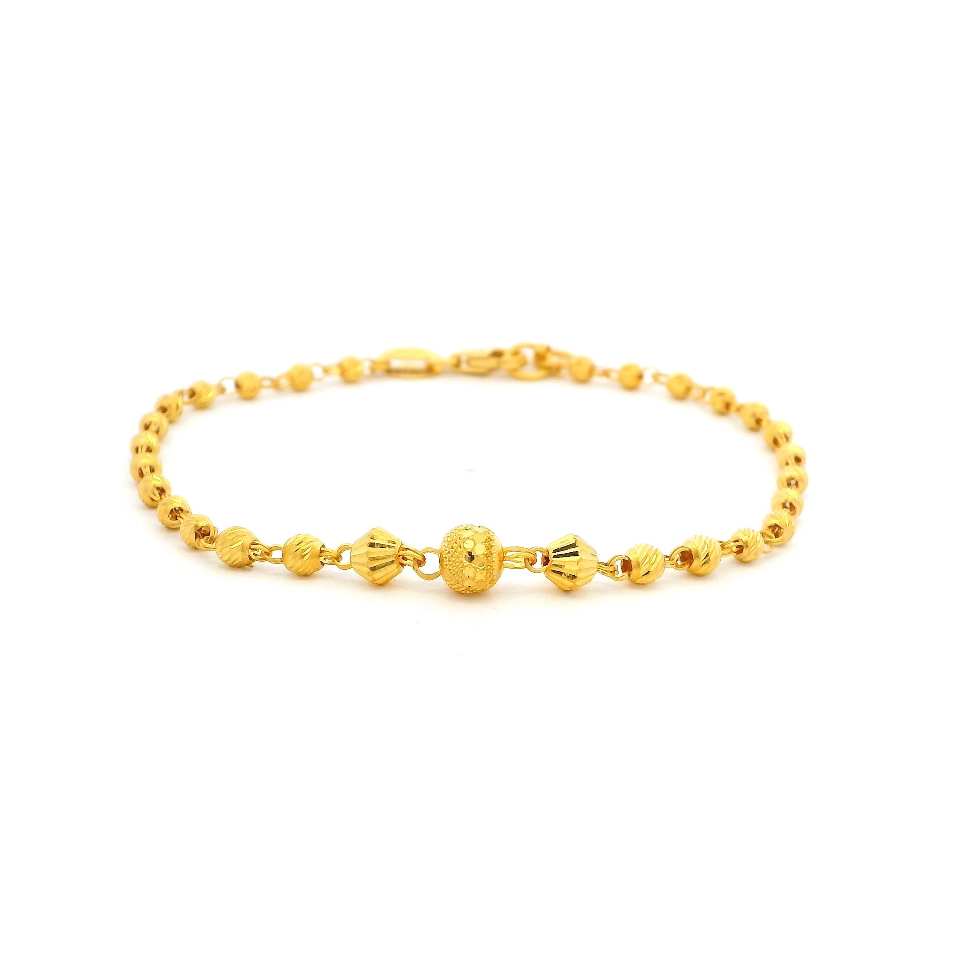 Lightweight 22ct Gold Bracelet with Diamond Cut Beads & Clasp – Daily Wear
