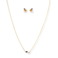 Luxury 18ct Yellow Gold Diamond & Blue Sapphire Necklace and Earring Set