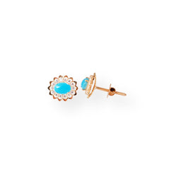 Luxury 22ct Gold Floral Design Pendant and Earrings Suite with Turquoise and Cubic Zirconia