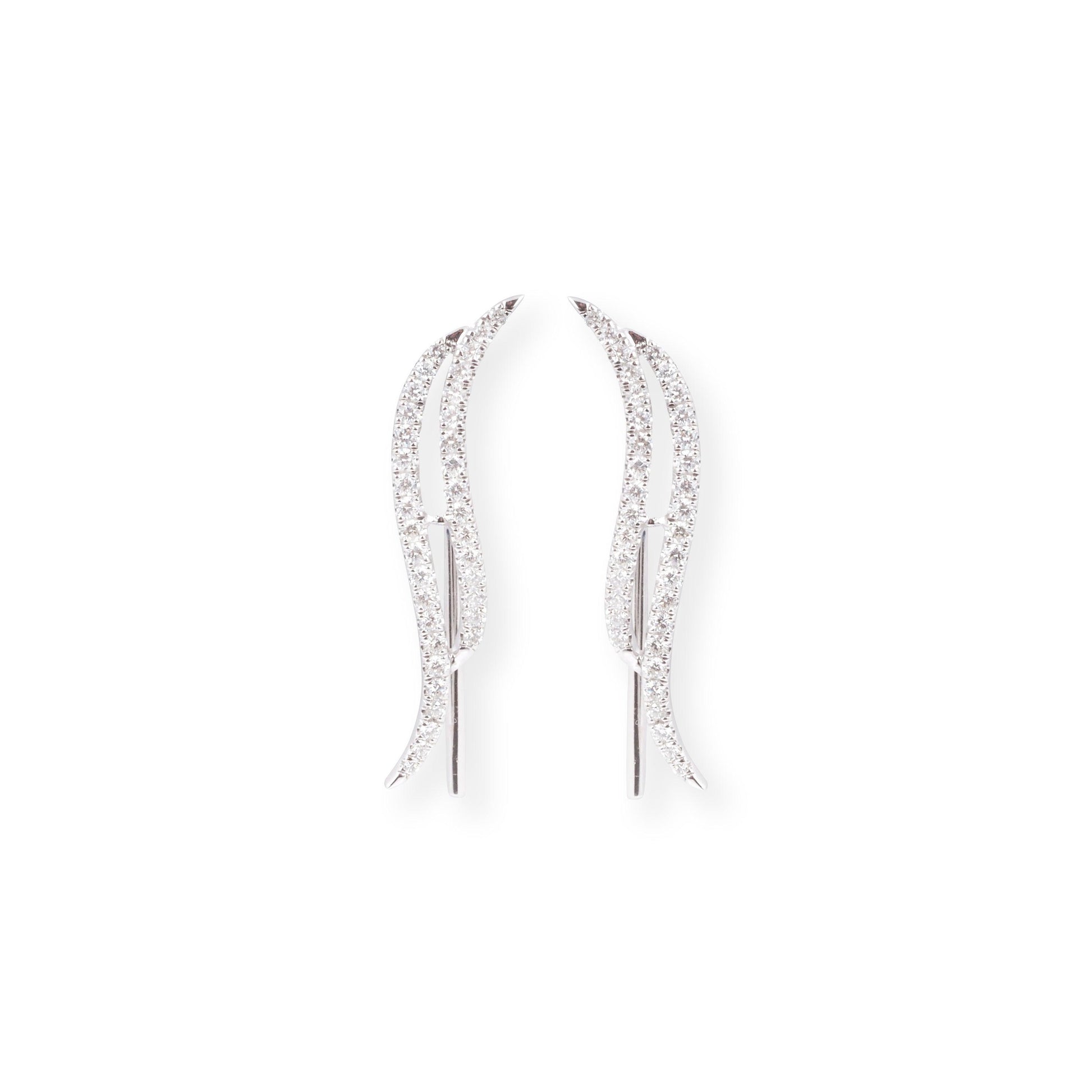 18ct White Gold Diamond Thread Earrings MCS6292 - Minar Jewellers