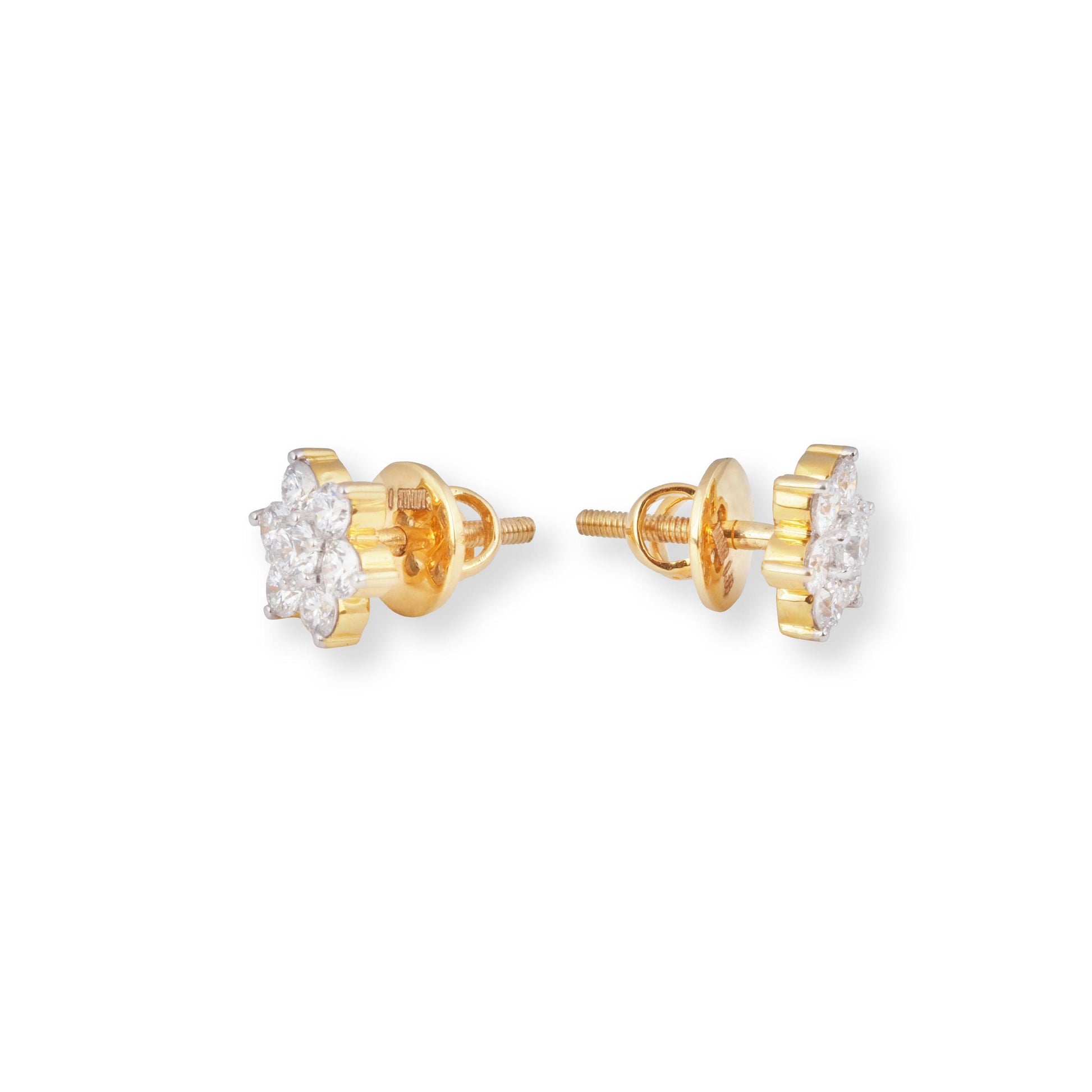 18ct Gold Diamond Screw Back Earrings MCS6076 - Minar Jewellers