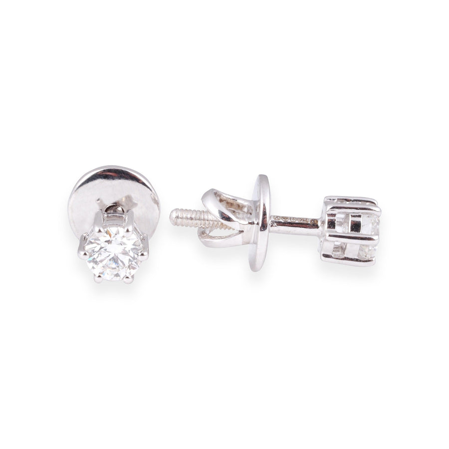 18ct White Gold Six Claw Diamond Stud Earrings 0.41ct MCS6944