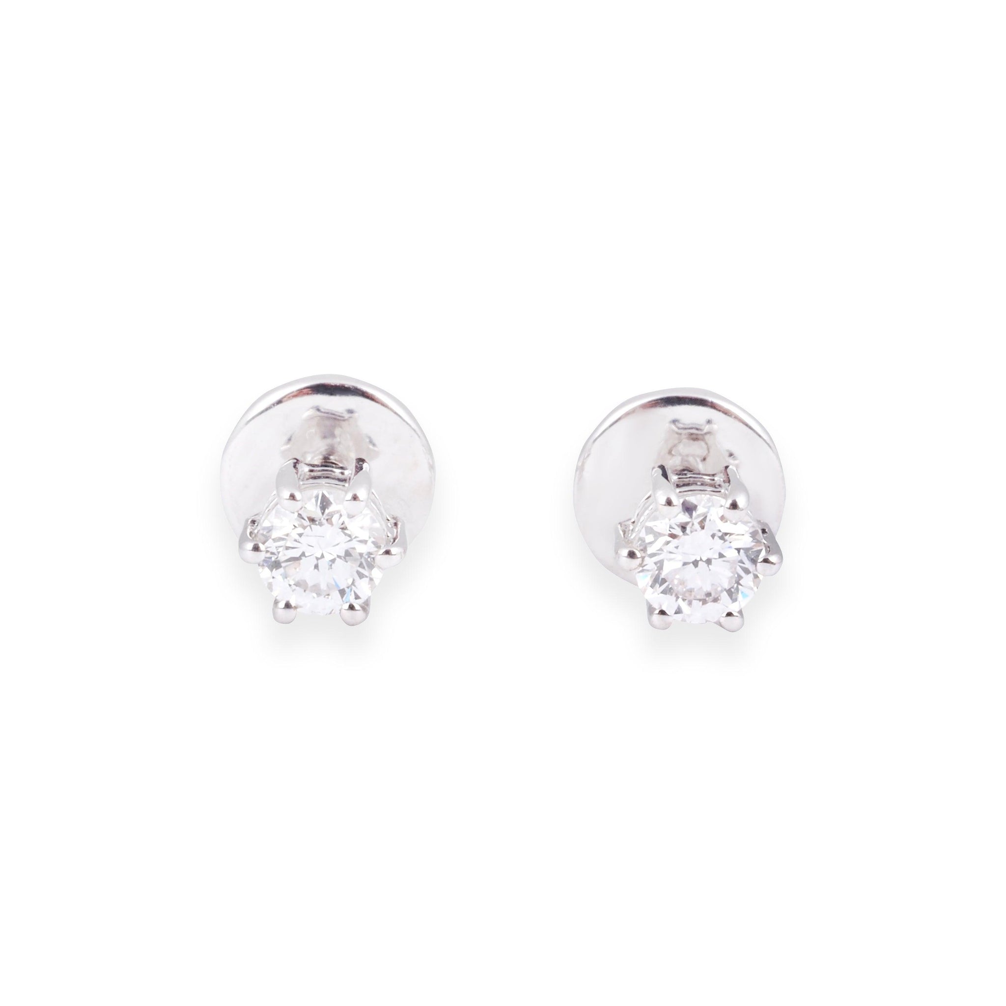 18ct White Gold Six Claw Diamond Stud Earrings 0.39ct MCS6946
