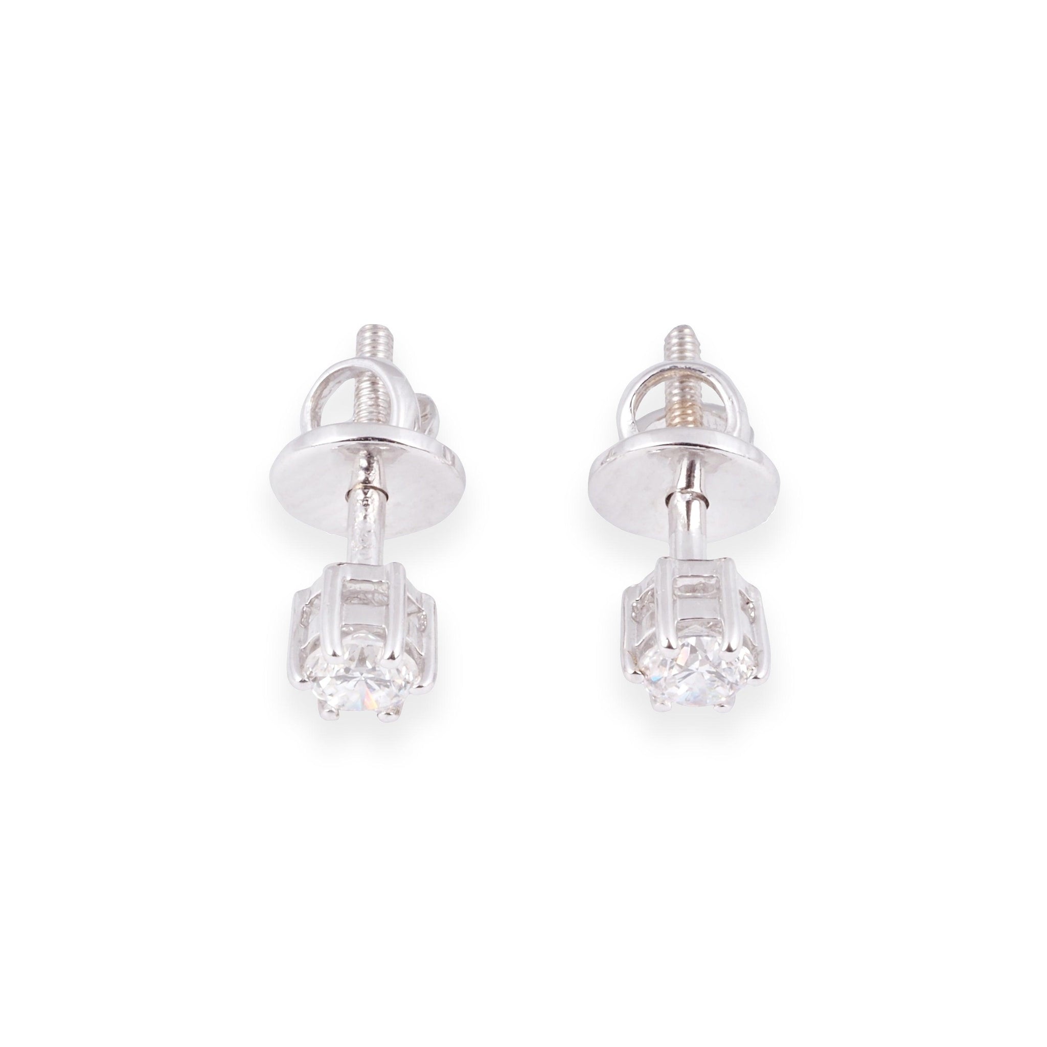 18ct White Gold Six Claw Diamond Stud Earrings 0.39ct MCS6946