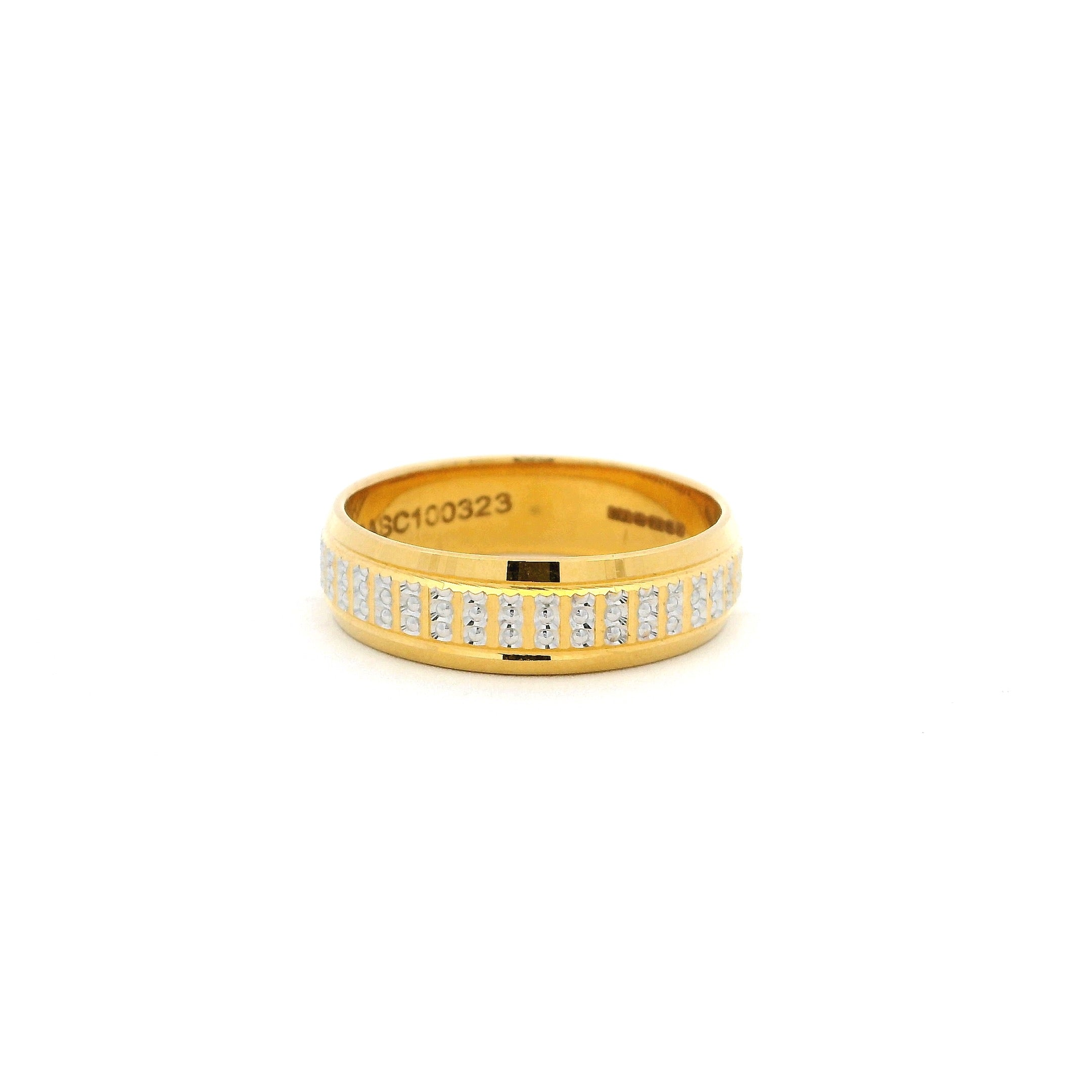 Matching 22ct Yellow Gold Wedding Rings for Couples – Rhodium-Plated Millgrain Anniversary Bands