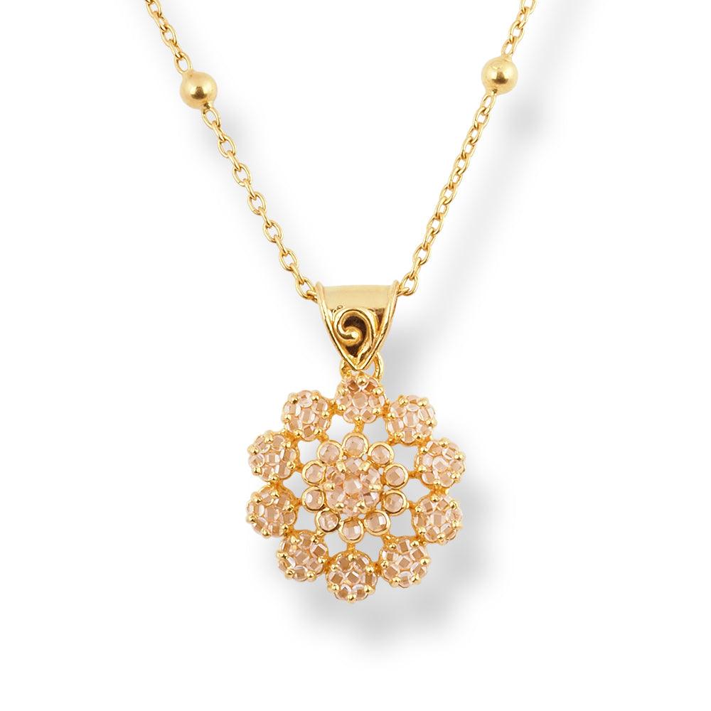 22ct Yellow Gold Necklace & Earring Suite with Polki Style Cubic Zirconia Stones