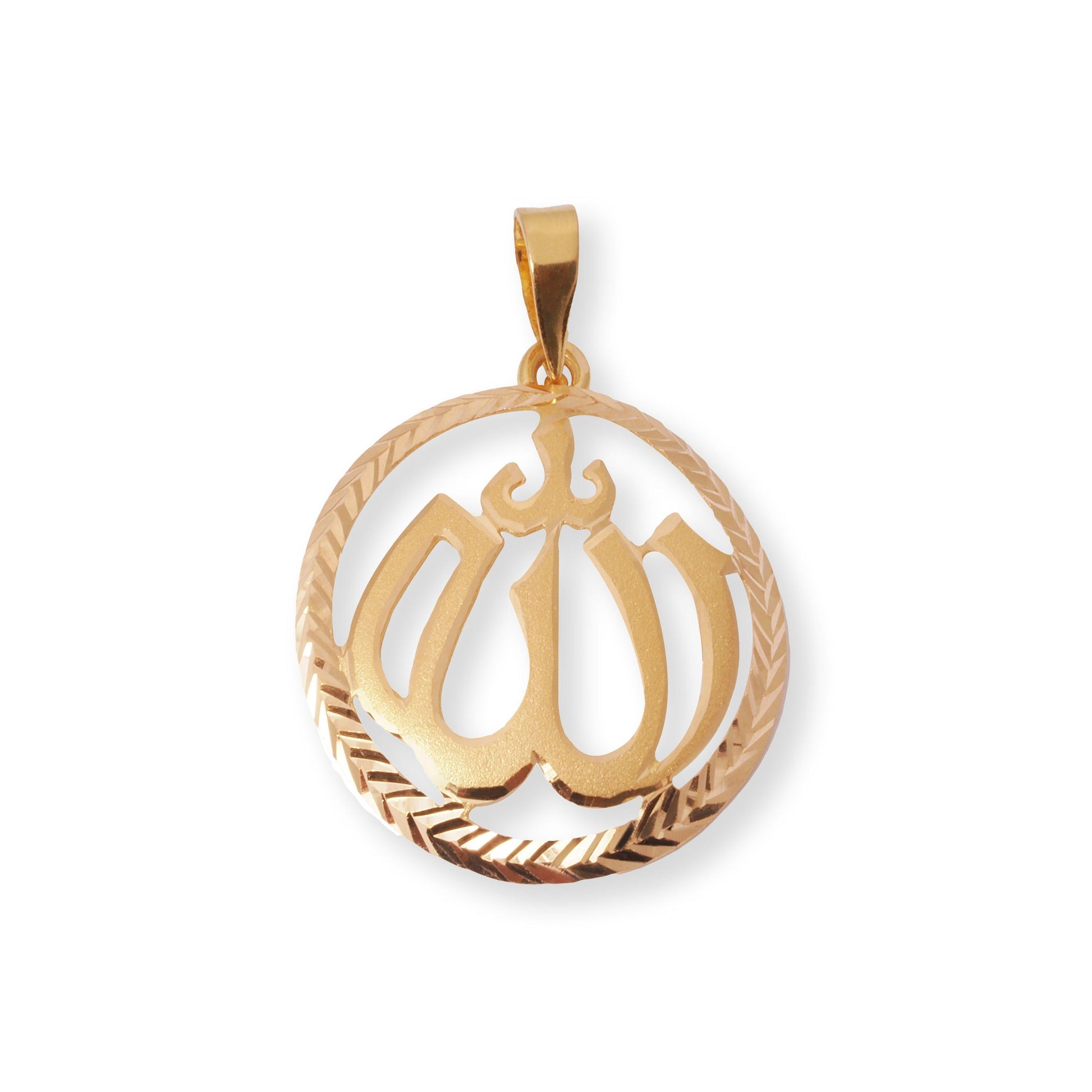 22ct Yellow Gold Round Islamic Allah Pendant P-7978 - Minar Jewellers