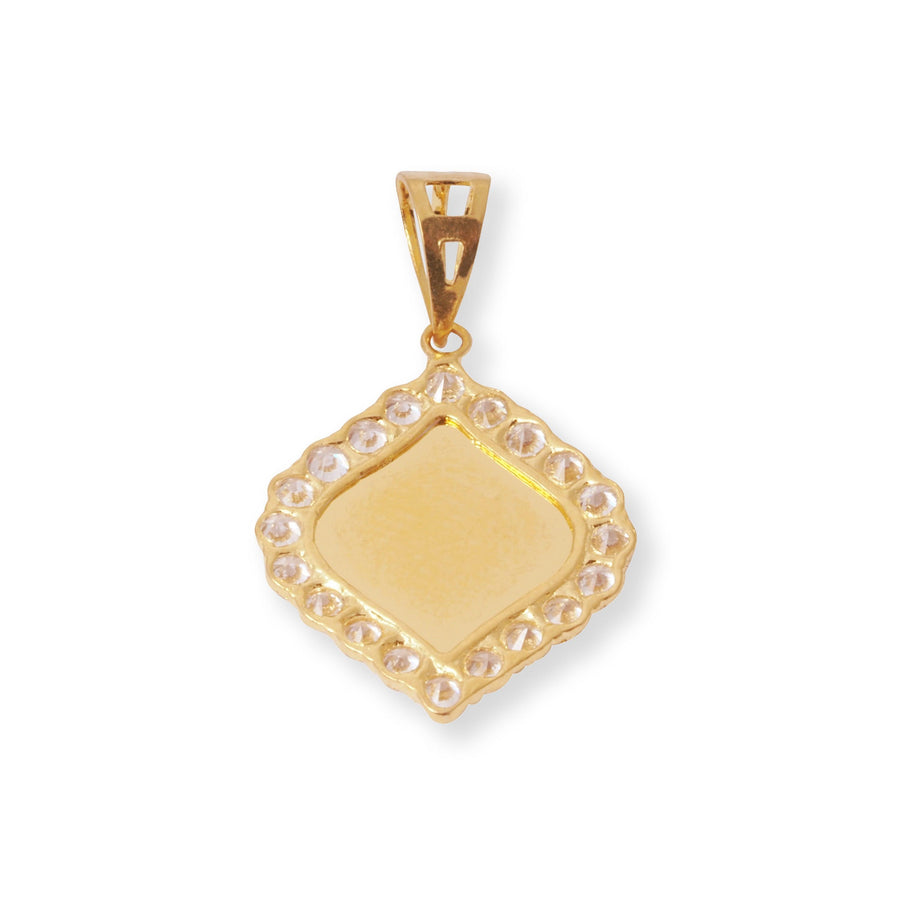 22ct Yellow Gold Allah Pendant with Cubic Zirconia P-7987A