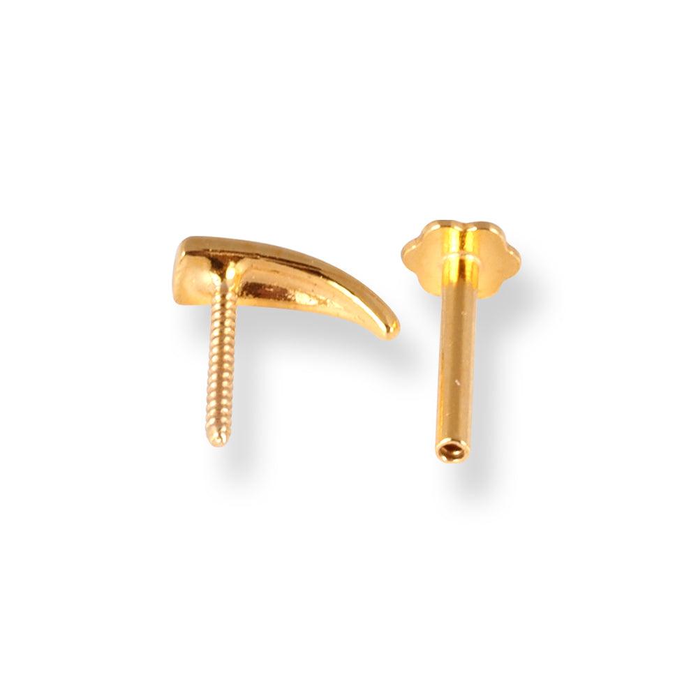18ct Yellow Gold Faux Nose Ring Screw Back Nose Stud (6mm - 10mm) NIP-5-610
