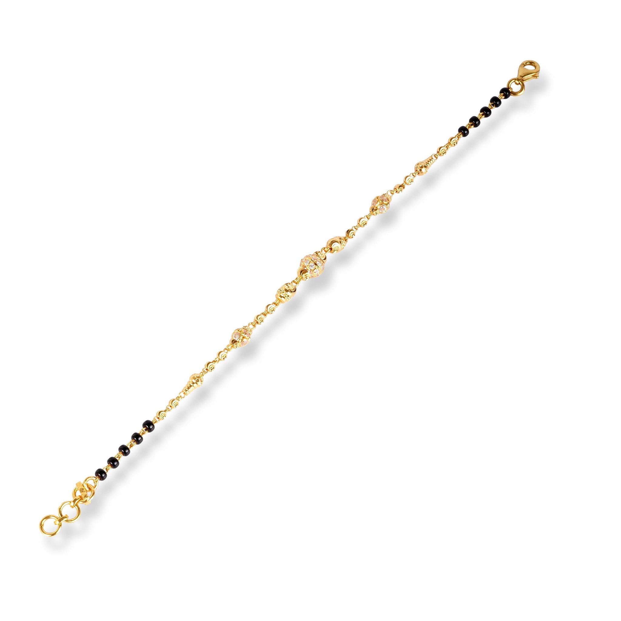22ct Gold Bracelet with Black Beads and Cubic Zirconia Stones LBR-8482