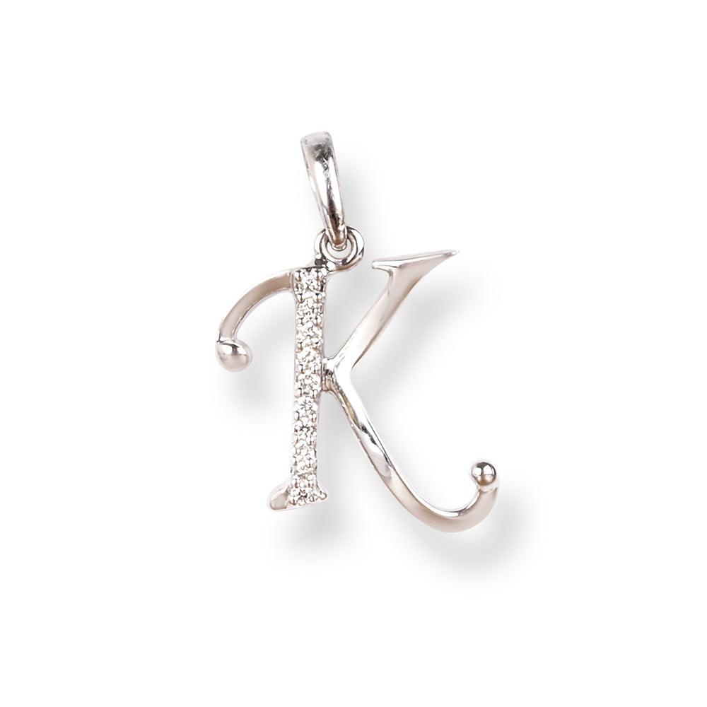 18ct White Gold Diamond Initial 'K' Pendant MCS5472 - Minar Jewellers