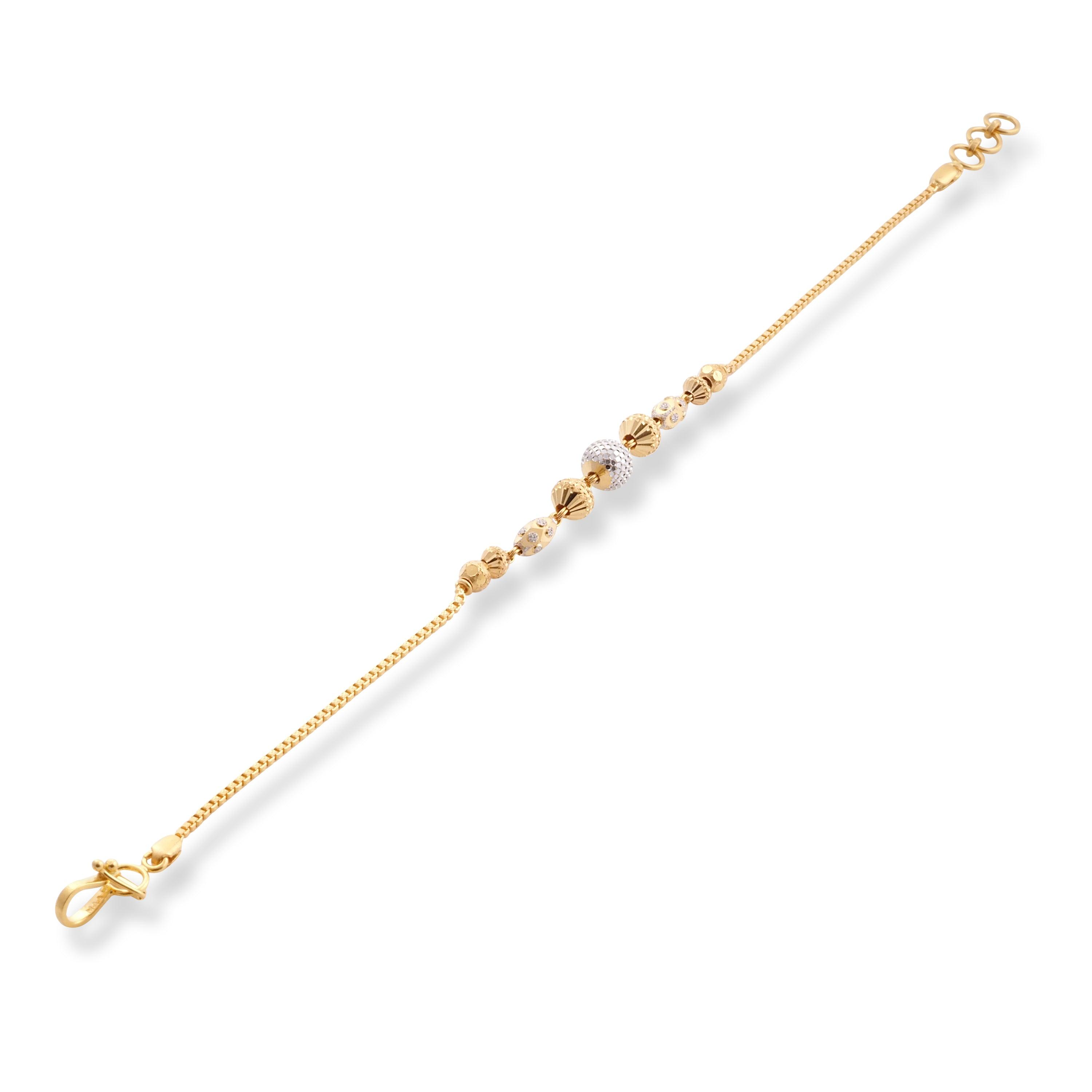 22ct Yellow Gold Bracelet in Rhodium Plating Beads with Hook Clasp LBR-8505 - Minar Jewellers