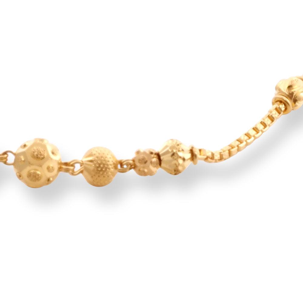 22ct Gold Bracelet with Diamond Cut Beads and Hook Clasp LBR-8512 - Minar Jewellers