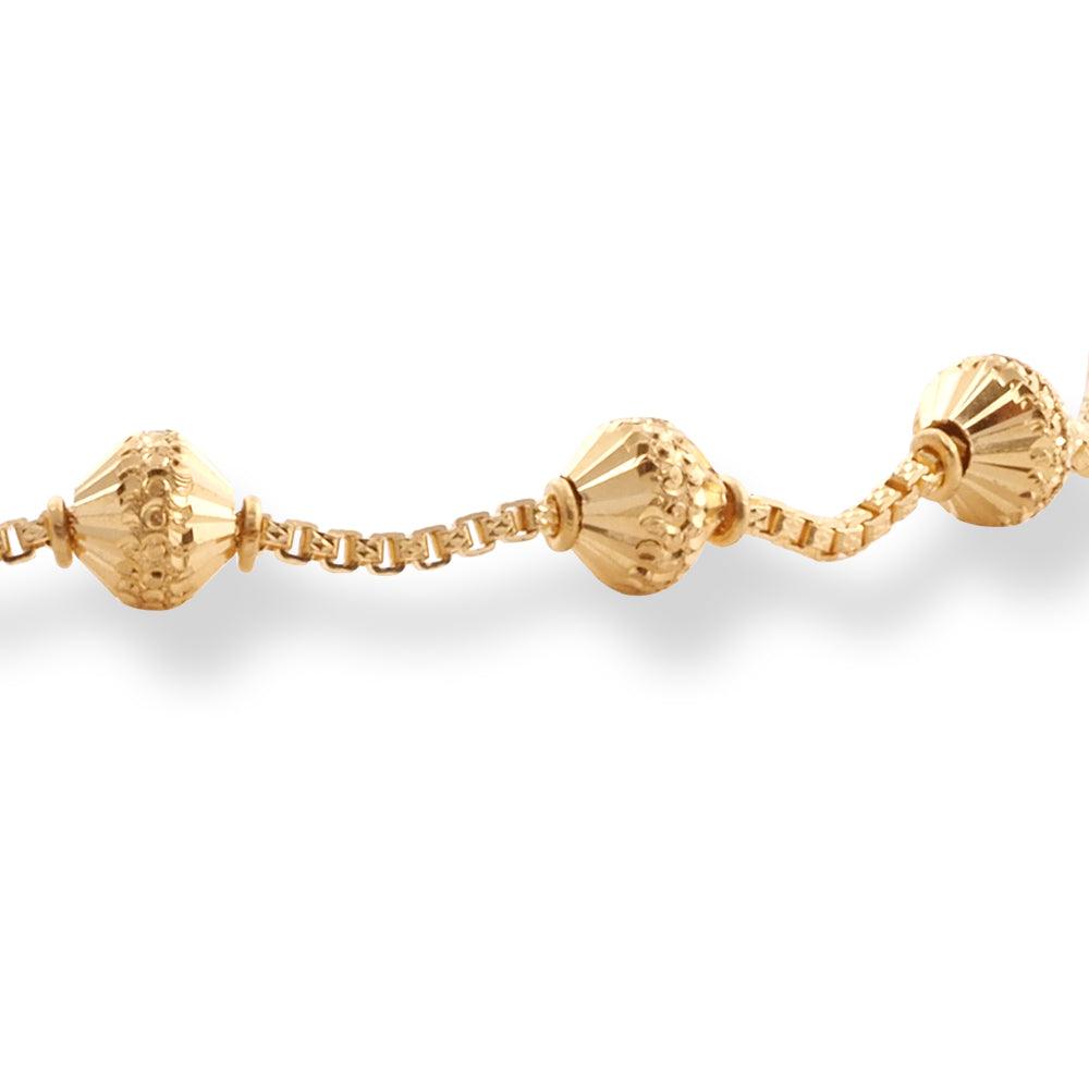 22ct Gold Bracelet with Diamond Cut Beads and Hook Clasp LBR-8511 - Minar Jewellers