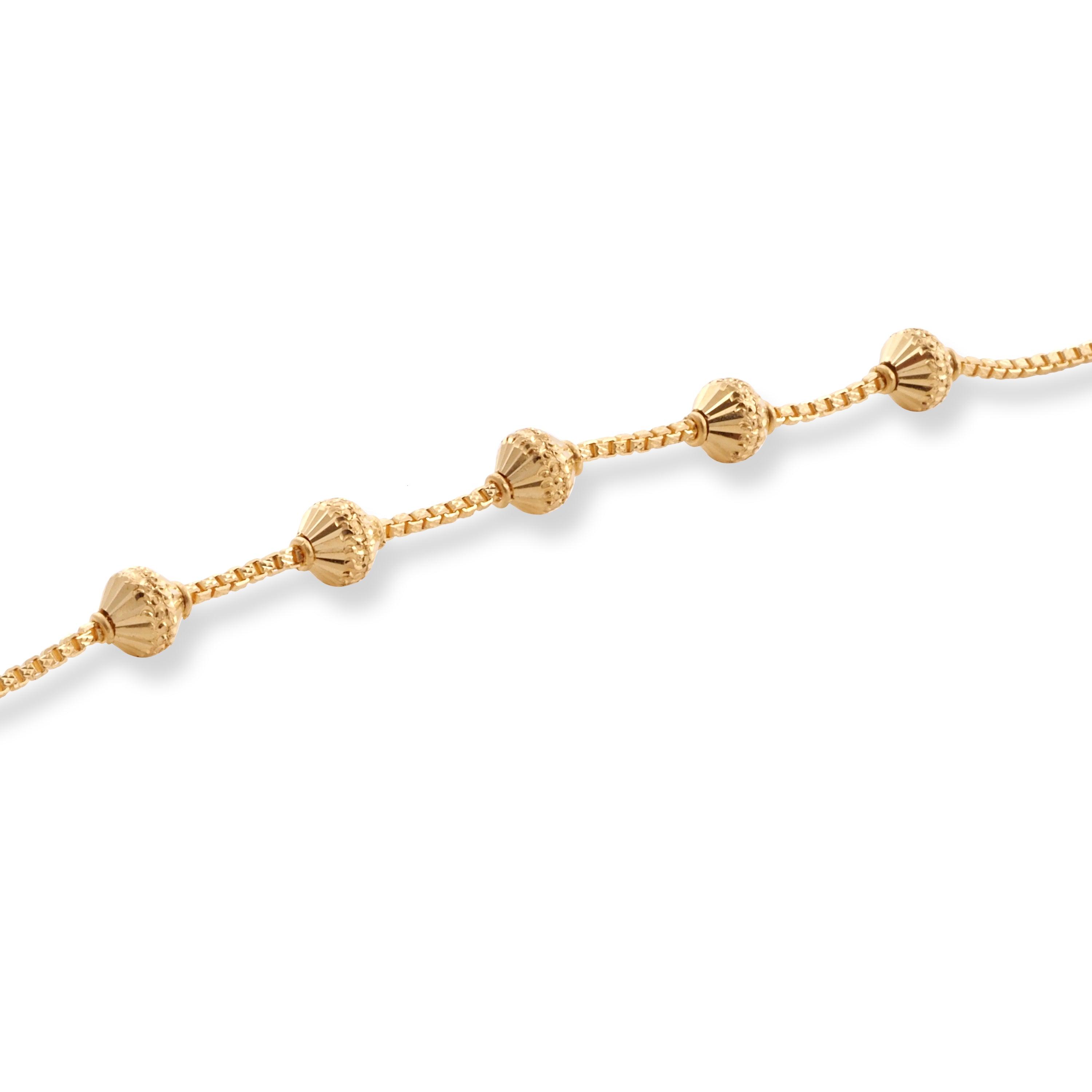 22ct Gold Bracelet with Diamond Cut Beads and Hook Clasp LBR-8511 - Minar Jewellers