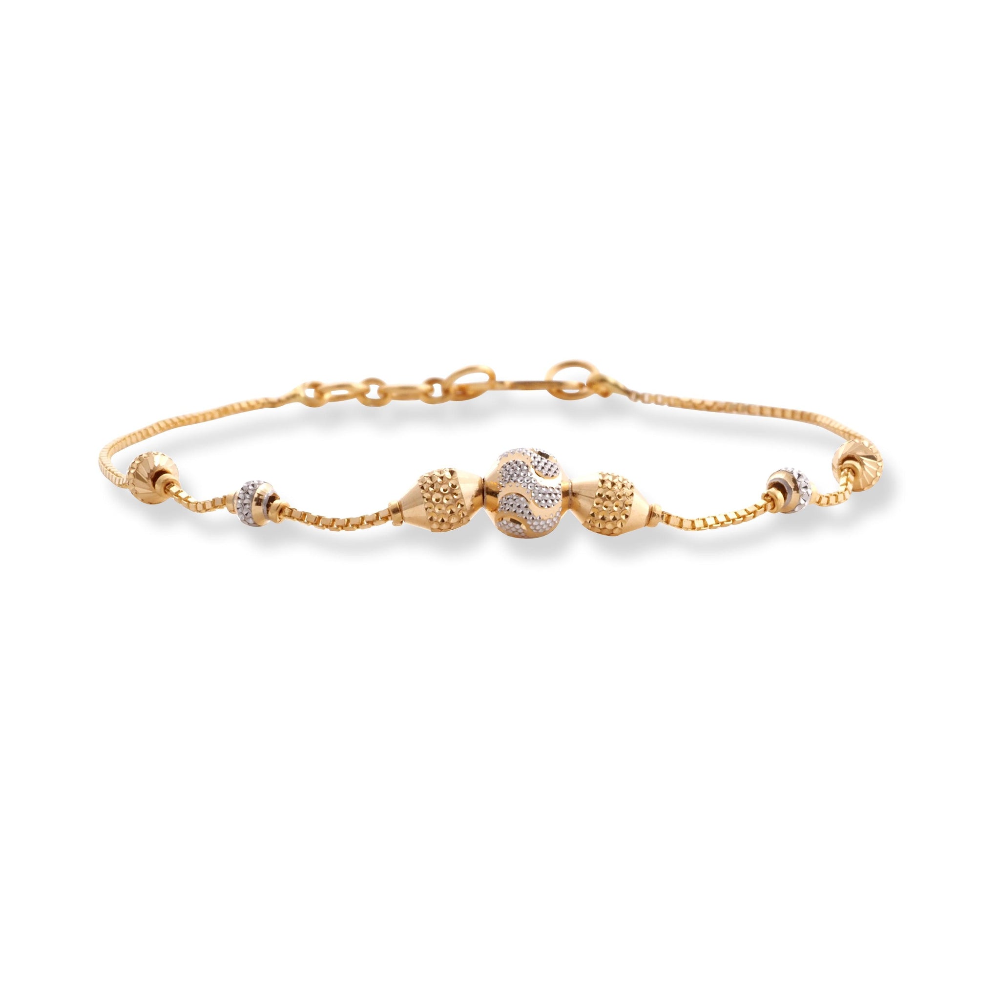 22ct Yellow Gold Bracelet in Diamond Cutting Beads Design with ''S'' Clasp LBR-8502