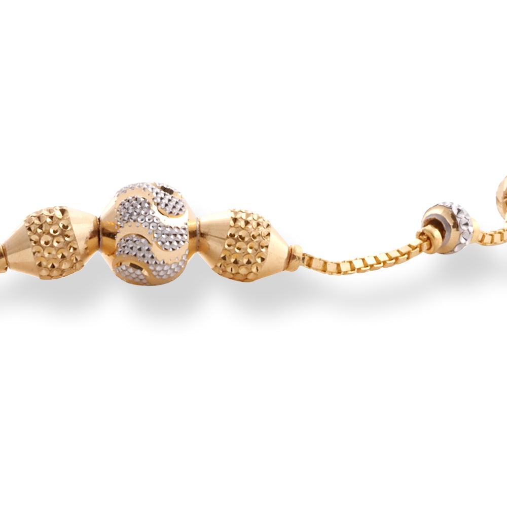 22ct Yellow Gold Bracelet in Diamond Cutting Beads Design with ''S'' Clasp LBR-8502 - Minar Jewellers