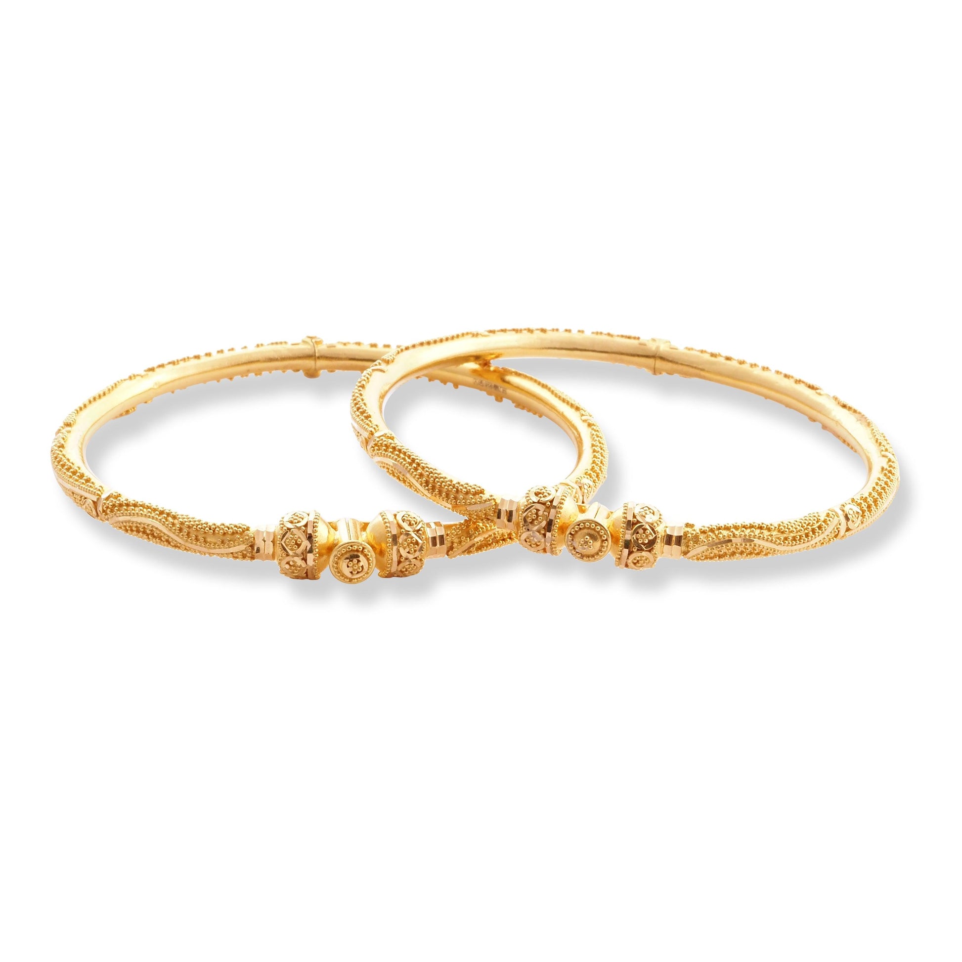 Pair of 22ct Hollow Tube Bangles With Hinge & Openable Screw Fitting B-8587 - Minar Jewellers