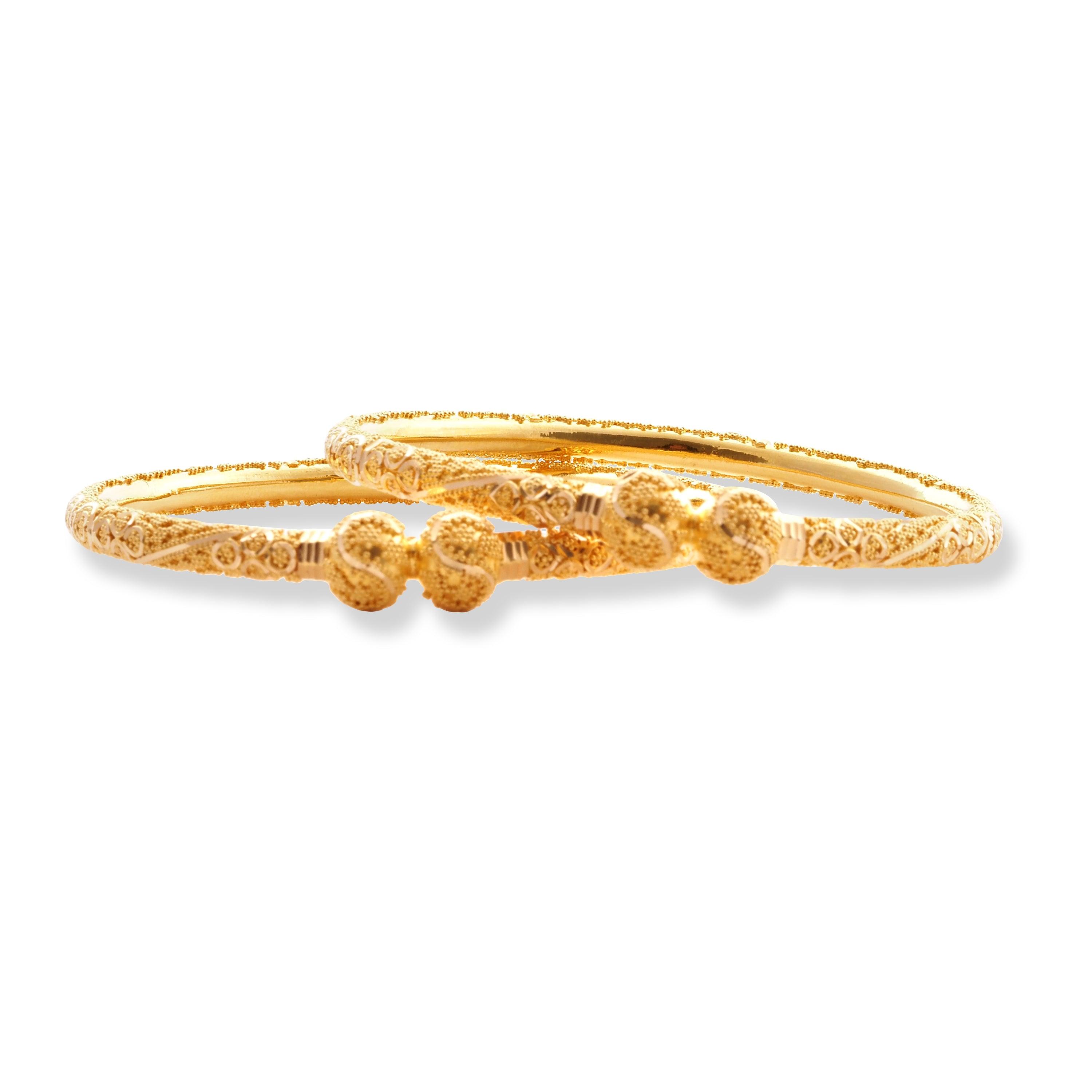 22ct Set of Two Hollow Tube Bangles With Hinge Fitting B-8583 - Minar Jewellers