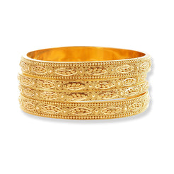 Set of Four 22ct Gold Bangles with Flower Design and Filigree Work B-8063 - Minar Jewellers