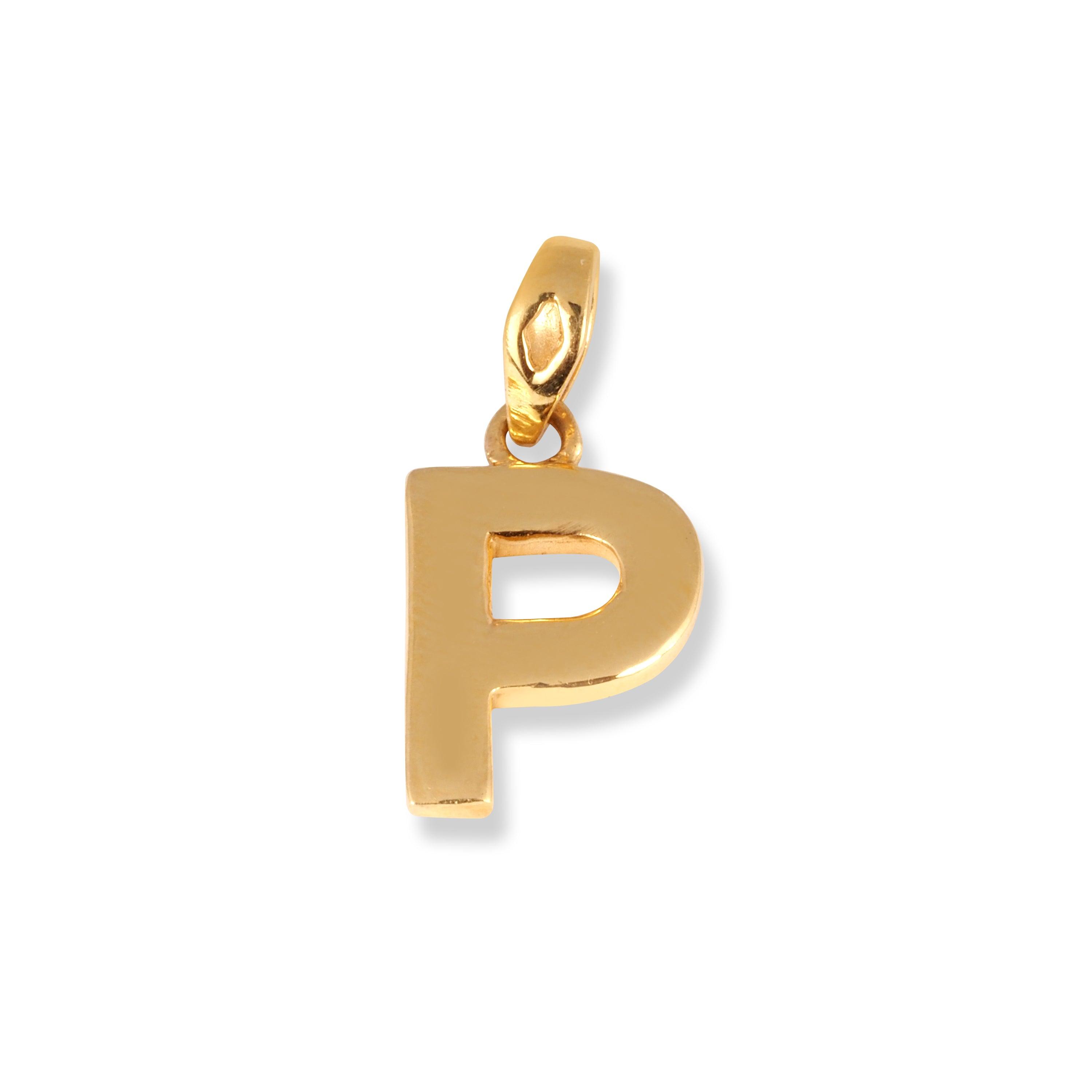 22ct Gold 'P' Initial Pendant P-7046-P - Minar Jewellers