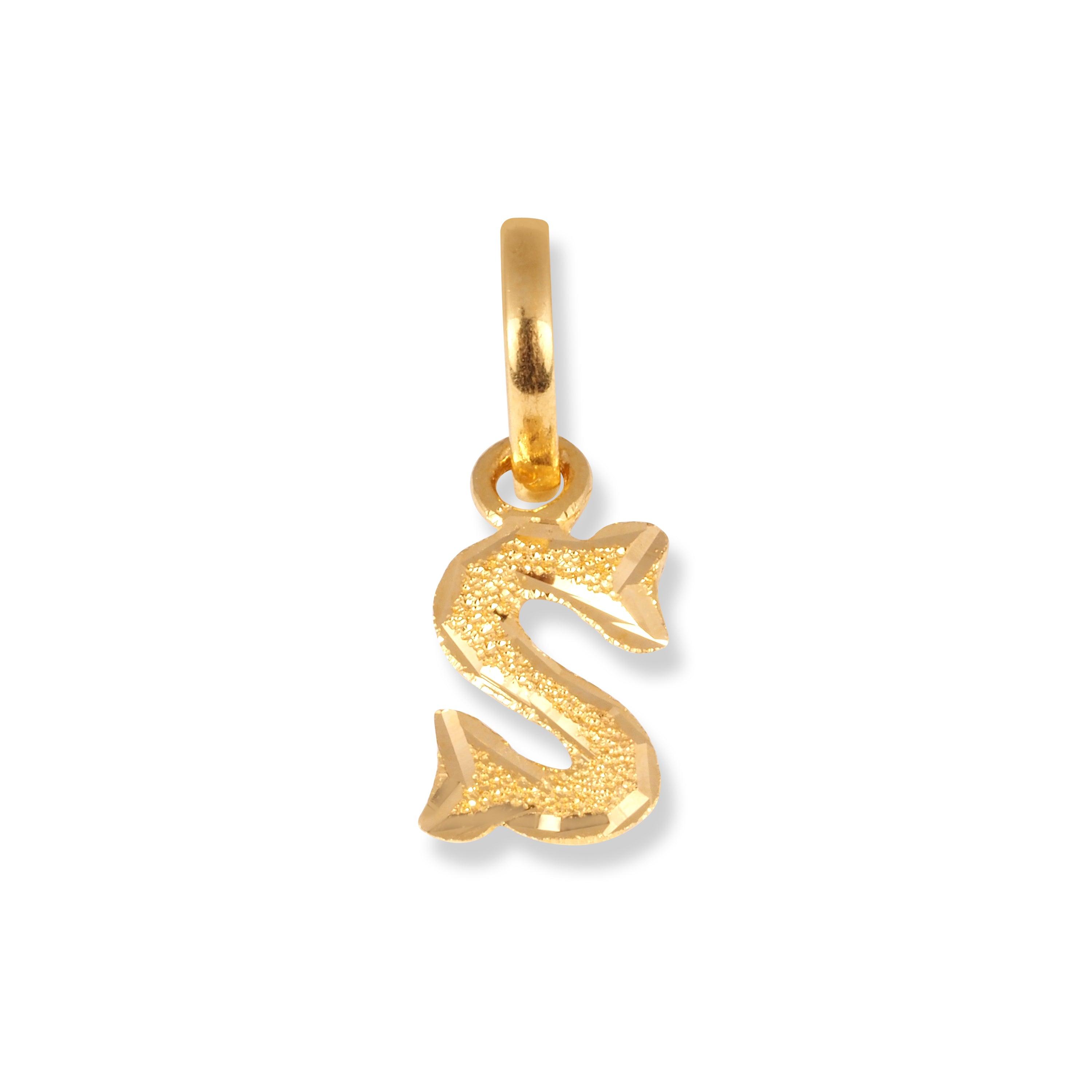 22ct Gold 'S' Initial Pendant P-7047-S - Minar Jewellers