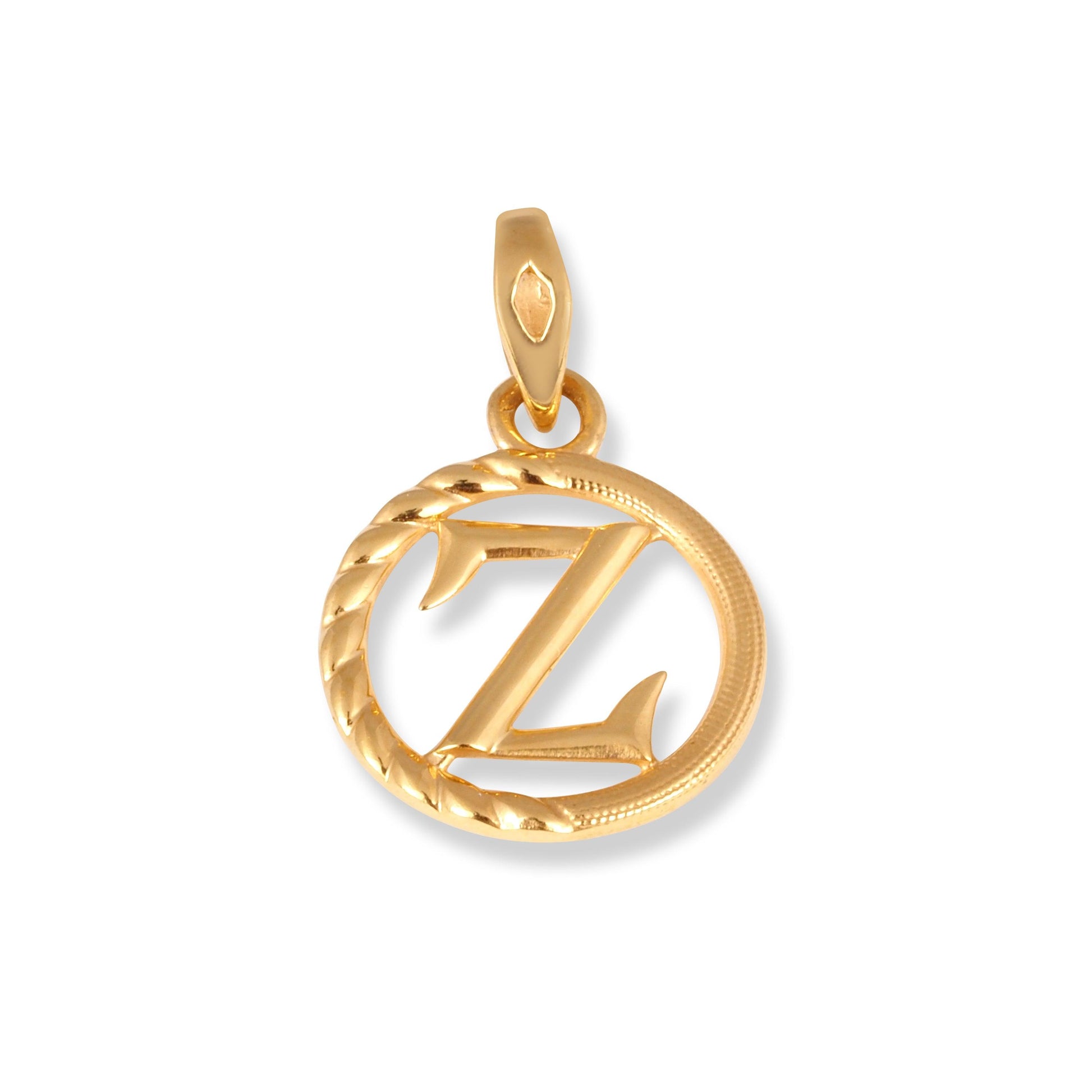 'Z' 22ct Gold Circle Initial Pendant P-7034-Z - Minar Jewellers