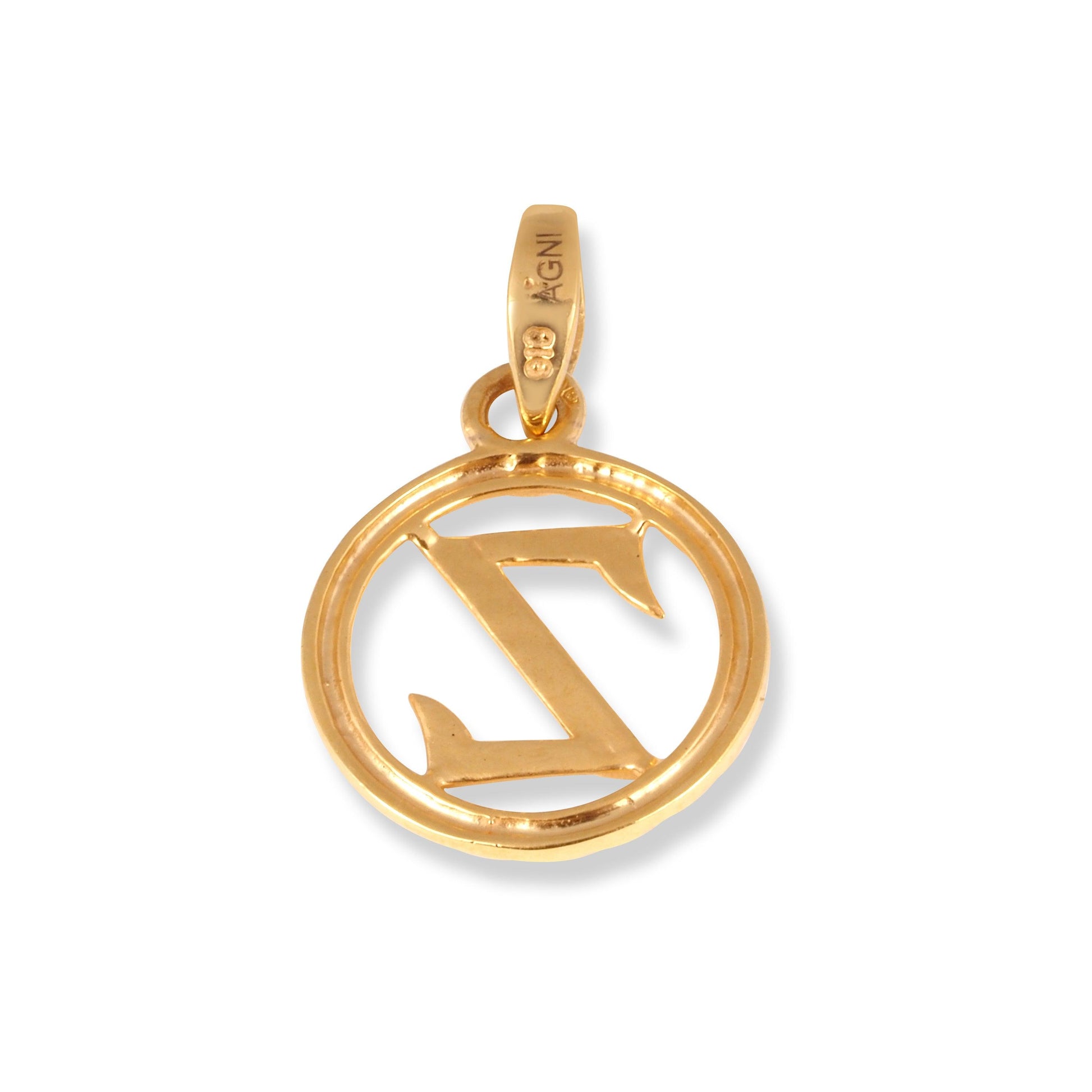'Z' 22ct Gold Circle Initial Pendant P-7034-Z - Minar Jewellers