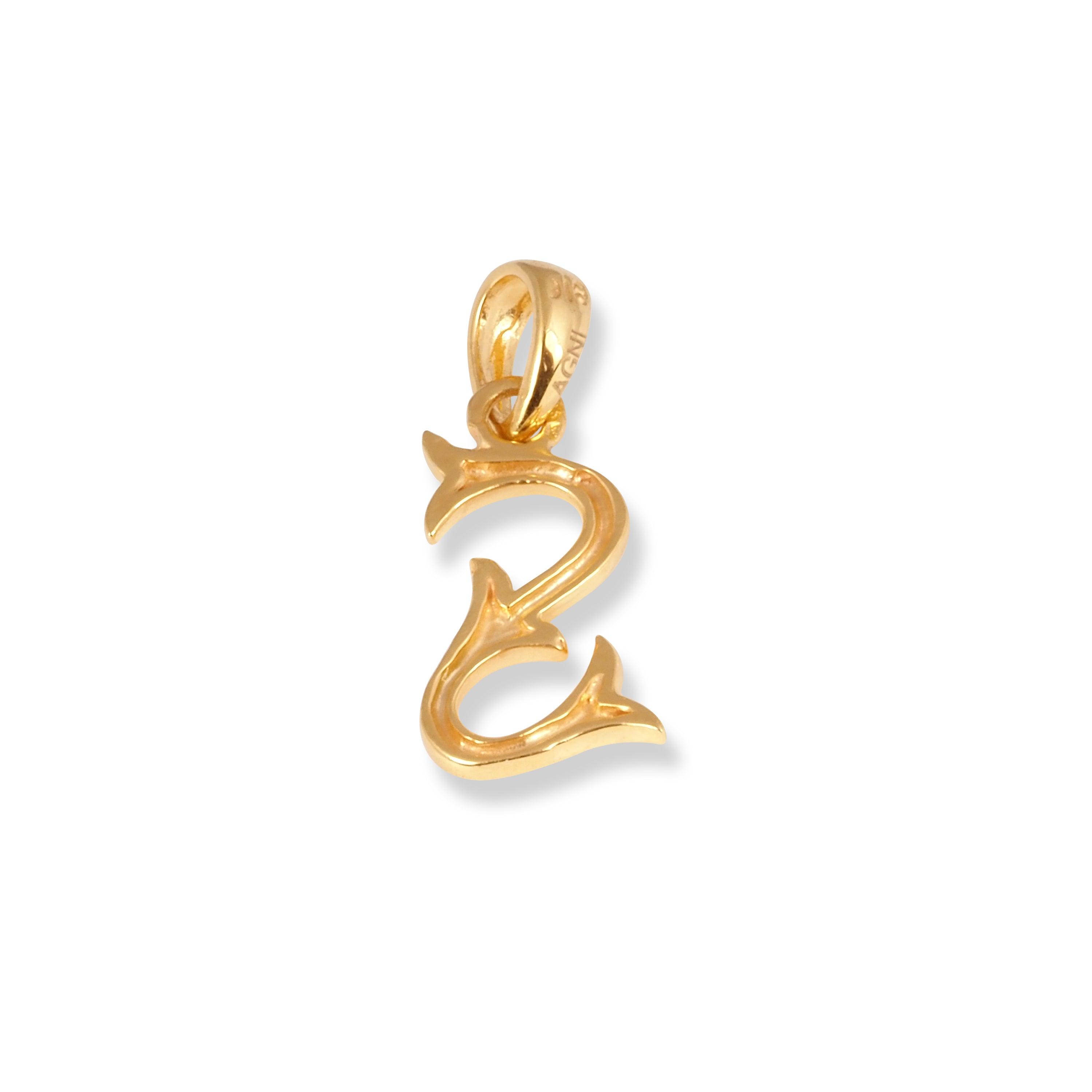 'S' 22ct Gold Initial Pendant P-7036-S - Minar Jewellers
