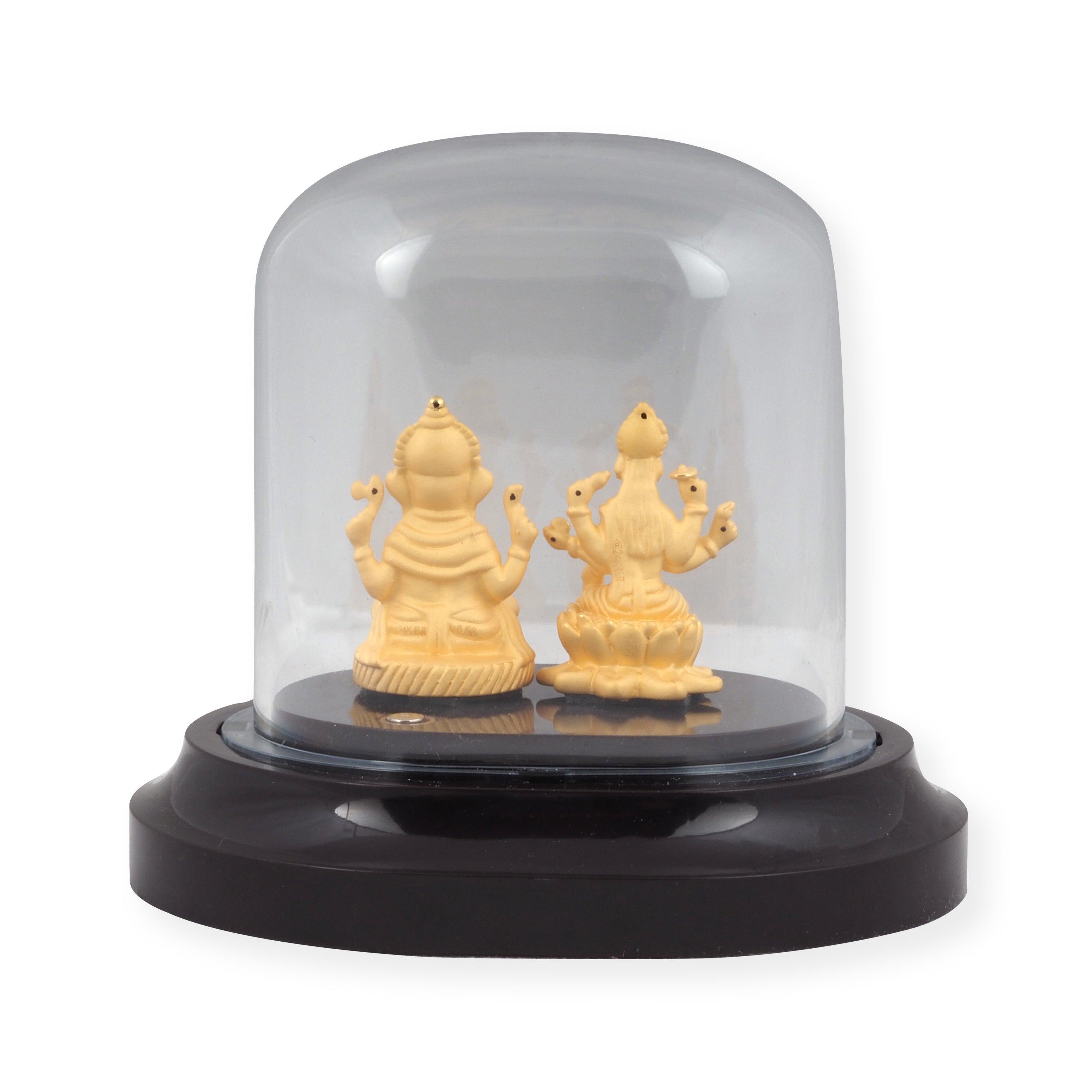 Fine 24ct Gold Ganesh and Lakshmi Gold God Idol I-1022 - Minar Jewellers