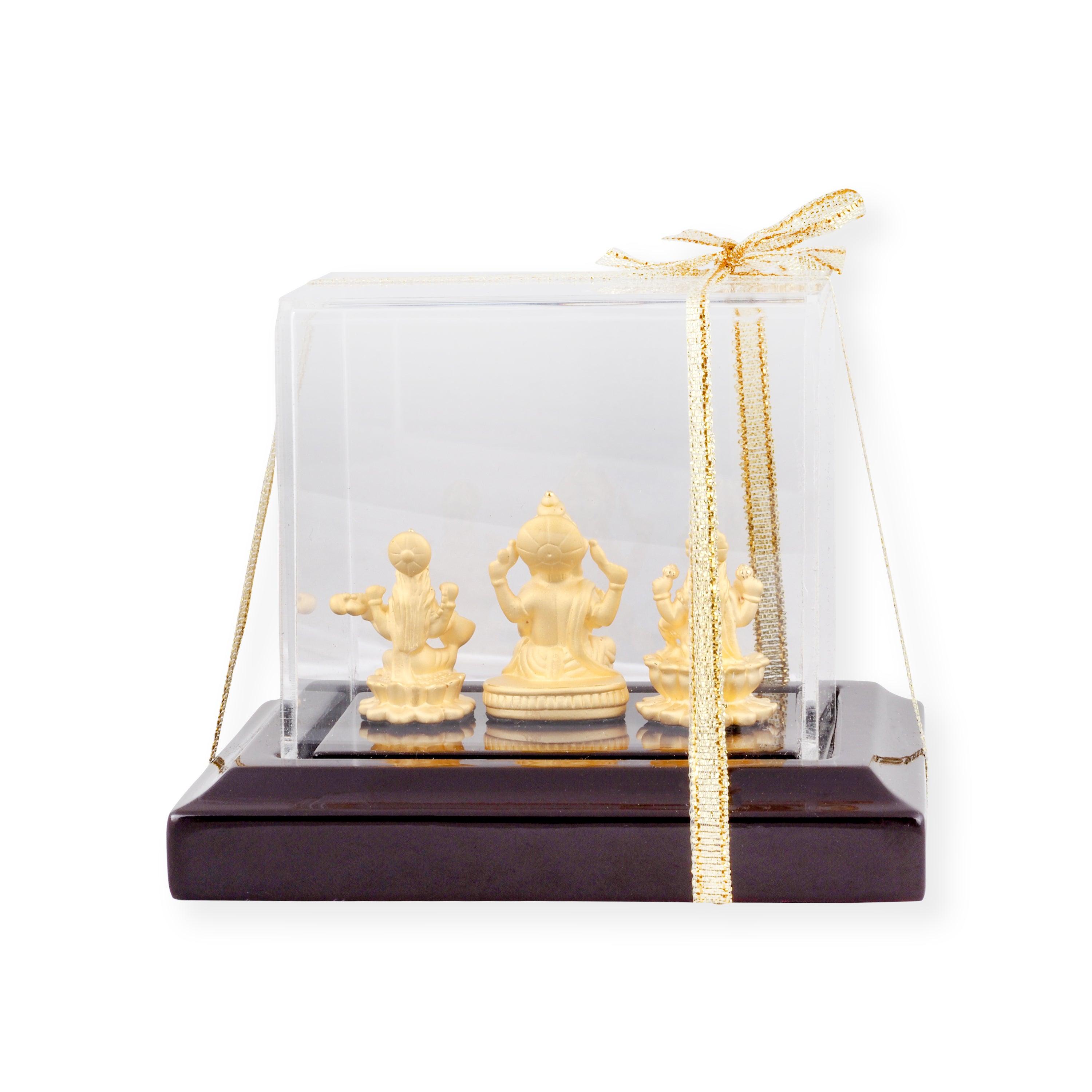 Fine 24ct Gold Ganeshji Laxmiji & Saraswati God Idol I-1015 - Minar Jewellers