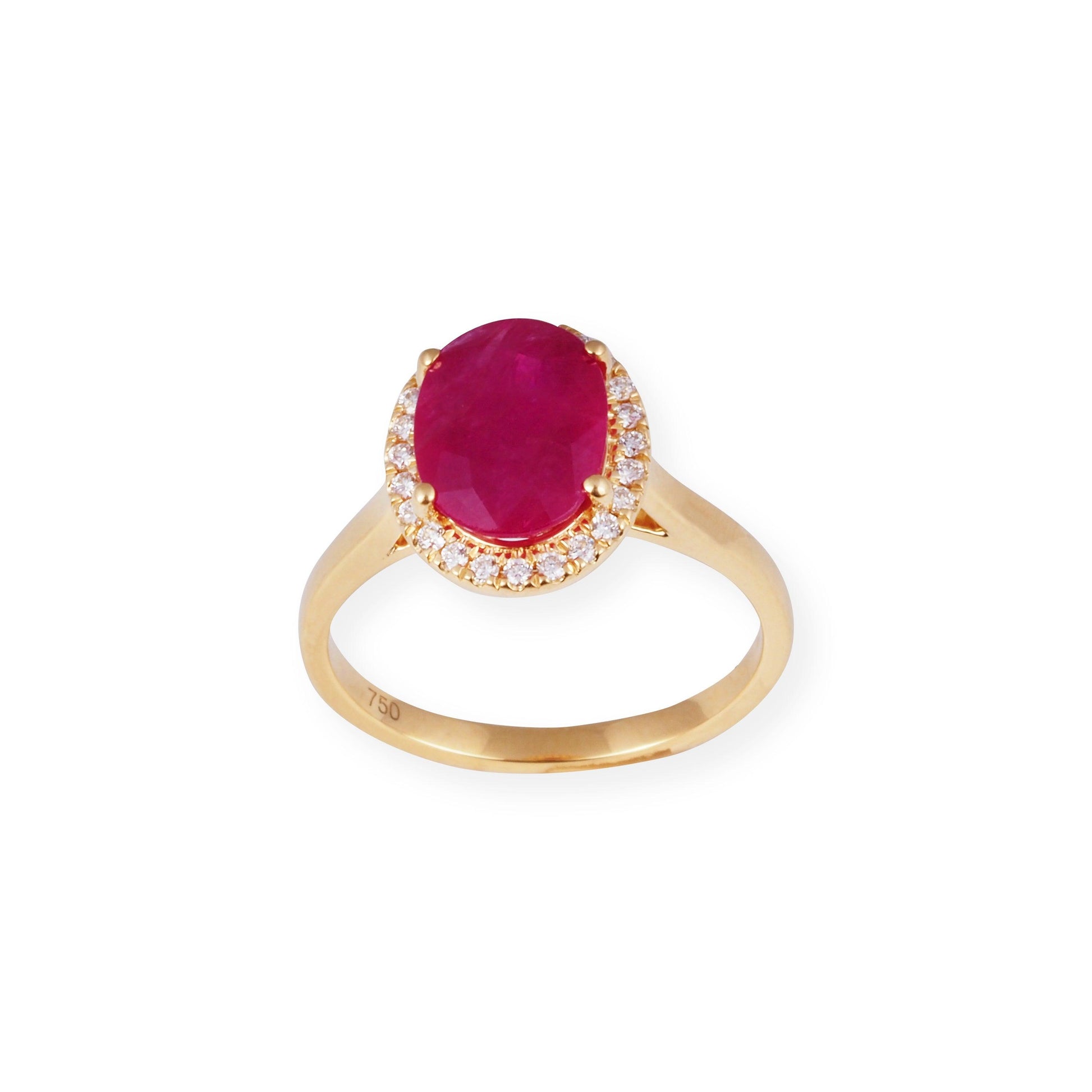 18ct Yellow Gold Dress Ring with Diamond and Ruby LR-7063 - Minar Jewellers
