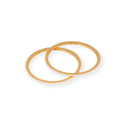 Pair of 22ct Gold Bangles with Grain Set Cultured Pearls B-8598 - Minar Jewellers