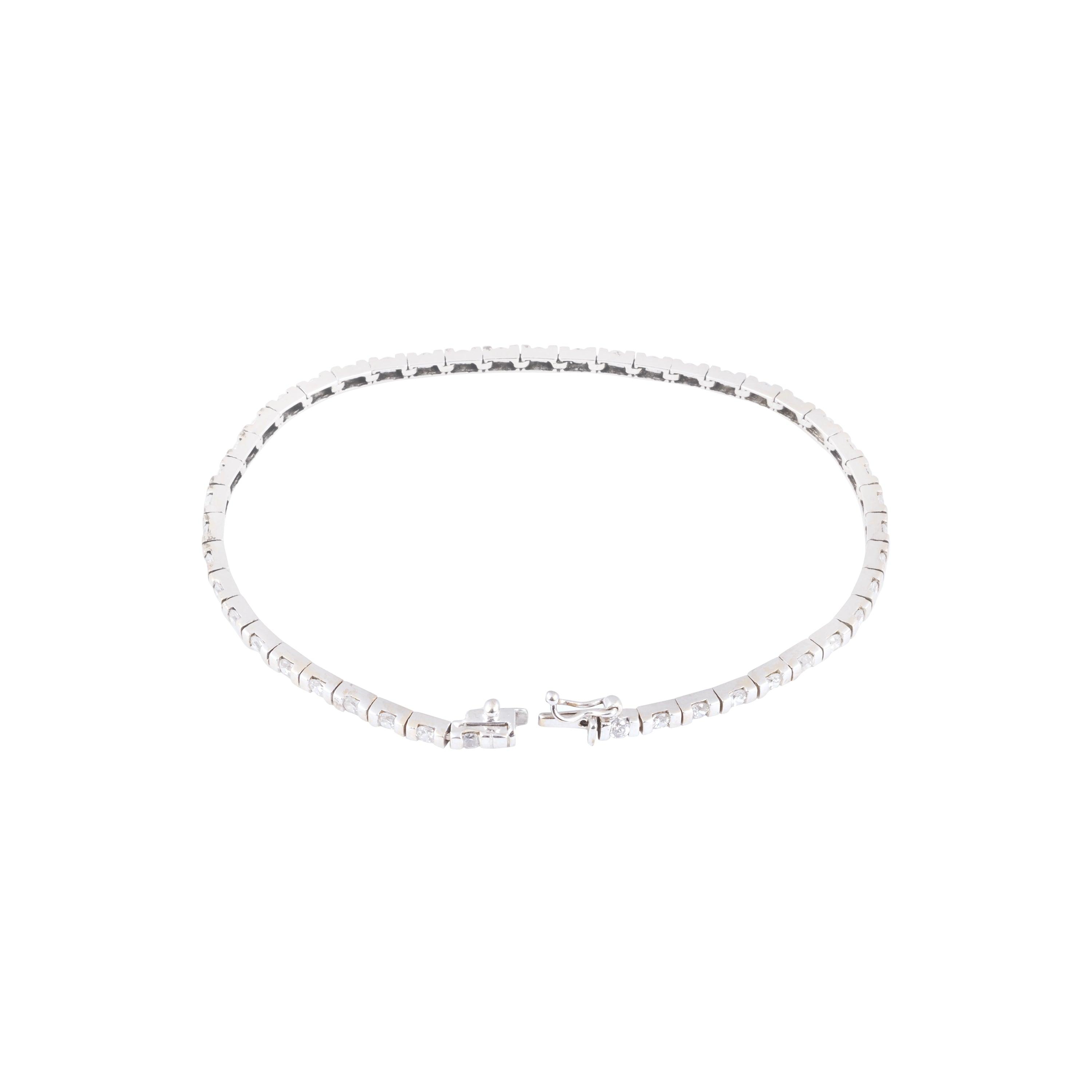 18ct White Gold Tennis Bracelet with Cubic Zirconia & Box Clasp LBR-8524