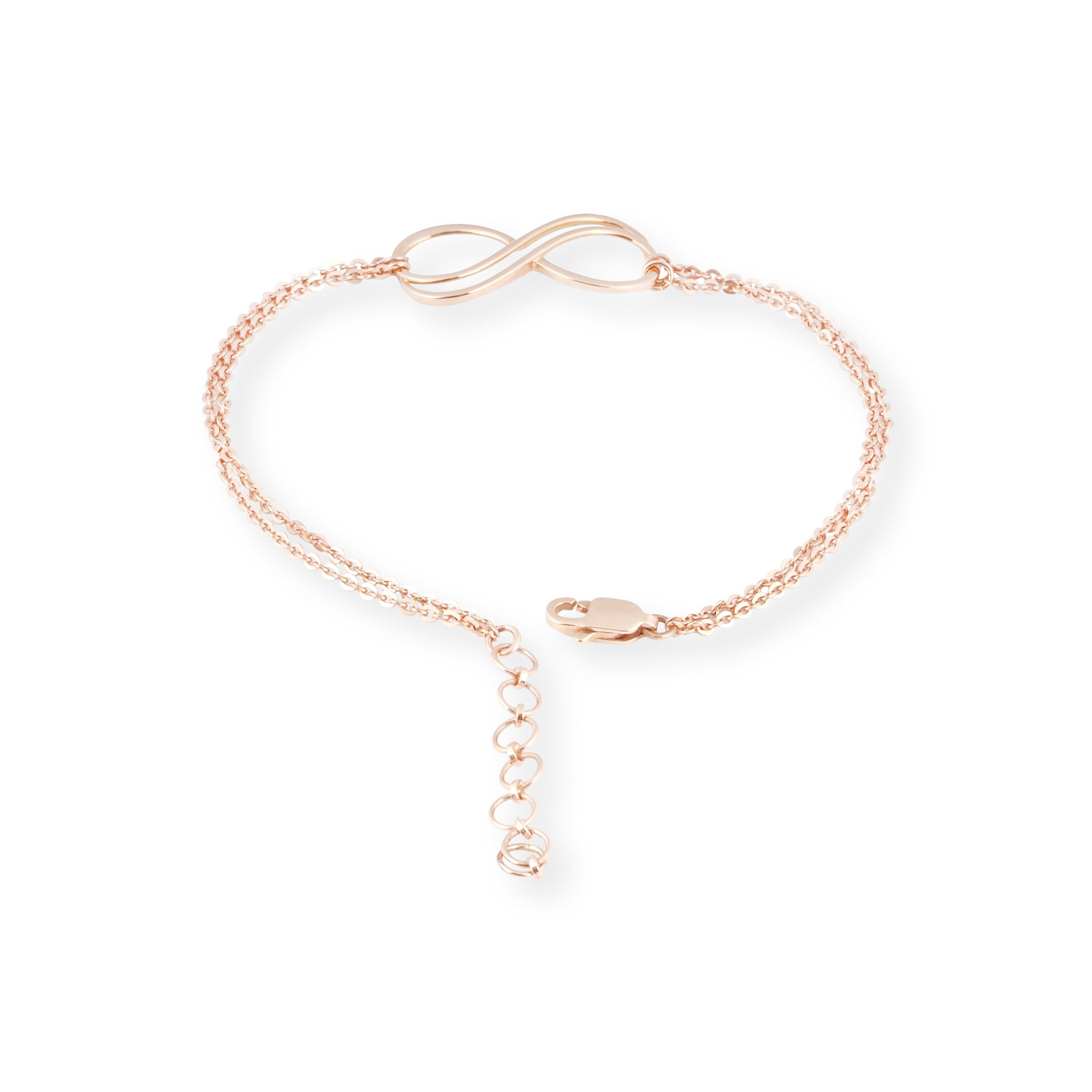18ct Rose Gold Infinity Bracelet with Adjustable Lobster Clasp LBR-8523 - Minar Jewellers