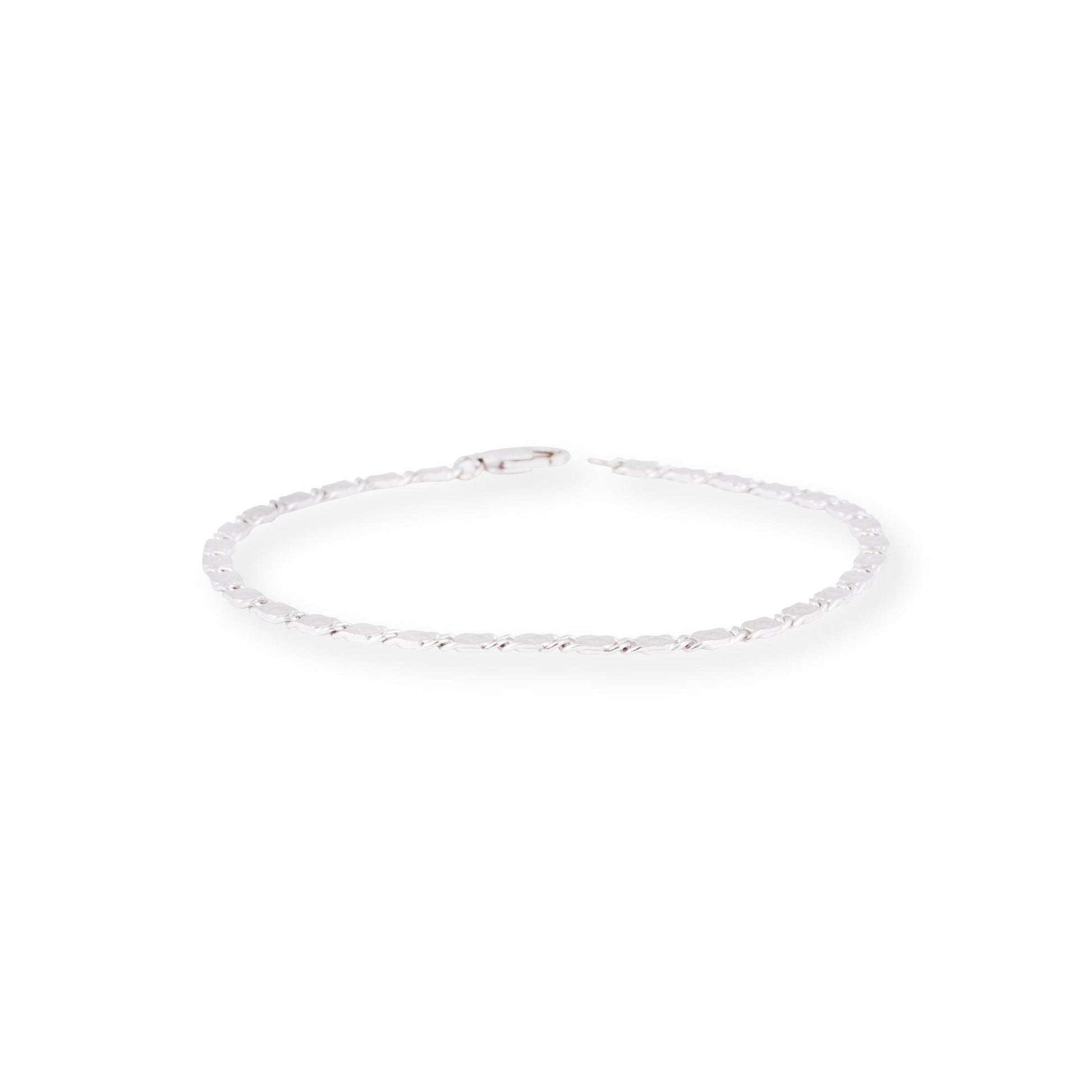 18ct White Gold Bracelet with Diamond Cut Design & Lobster Clasp LBR-8521 - Minar Jewellers