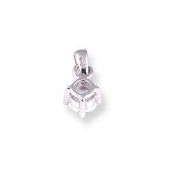 18ct White Gold Four Claw Cubic Zirconia Pendant P-7659 - Minar Jewellers