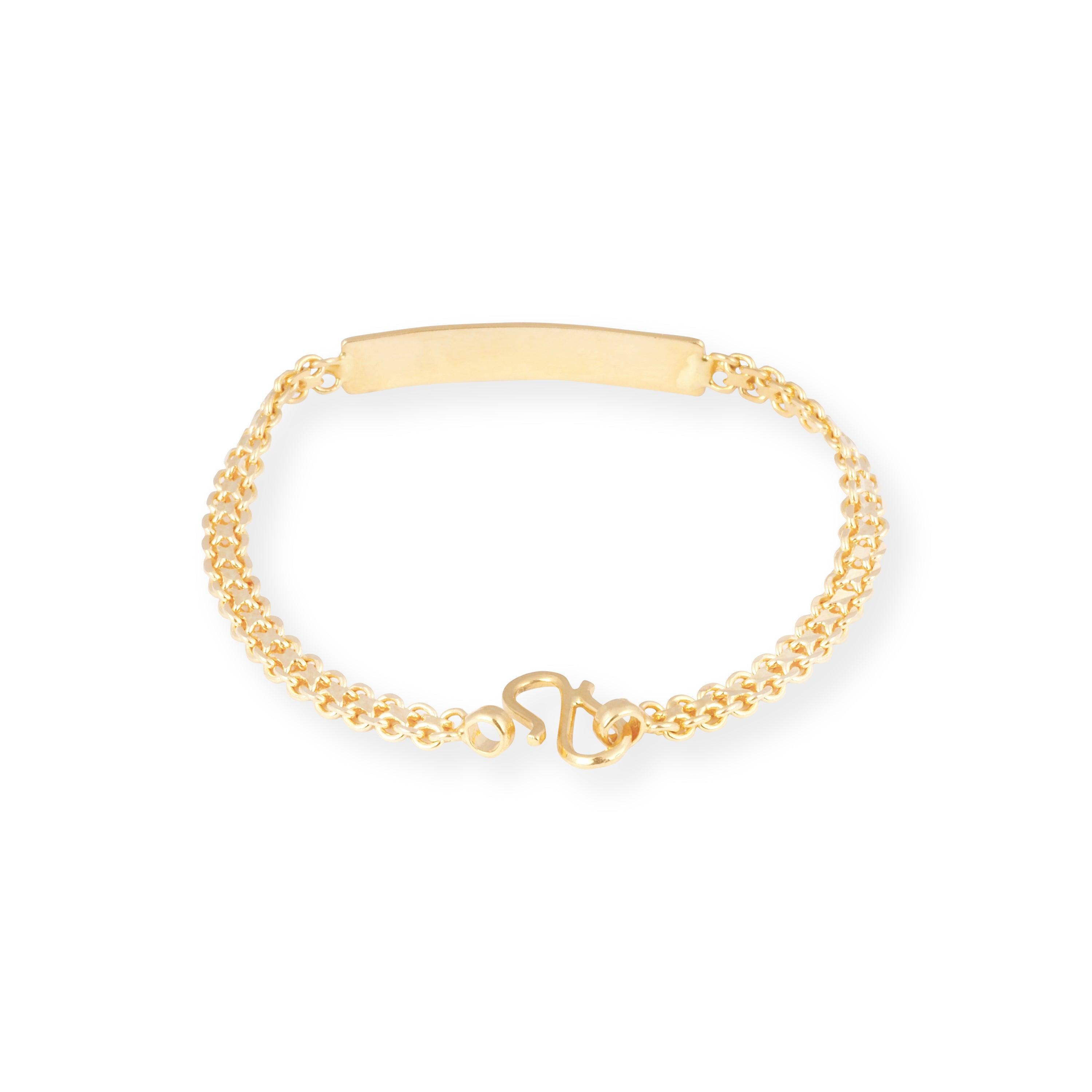 22ct Gold Child Bracelet with Engravable Plate & '' S '' Clasp CBR-8470 - Minar Jewellers