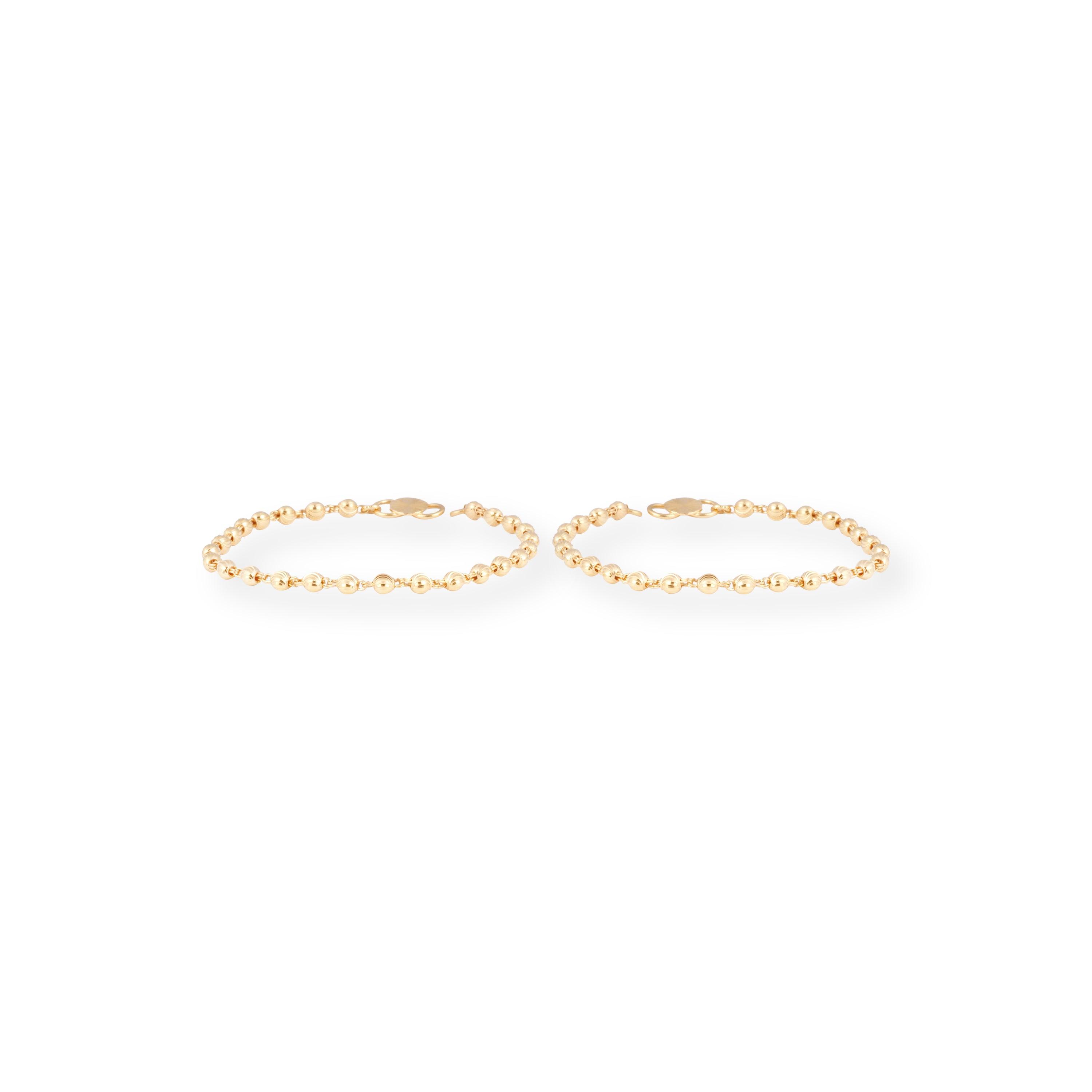 22ct Gold Child Bracelet with Diamond Cutting Beads & '' Figure of Eight '' Clasp CBR-8468 - Minar Jewellers