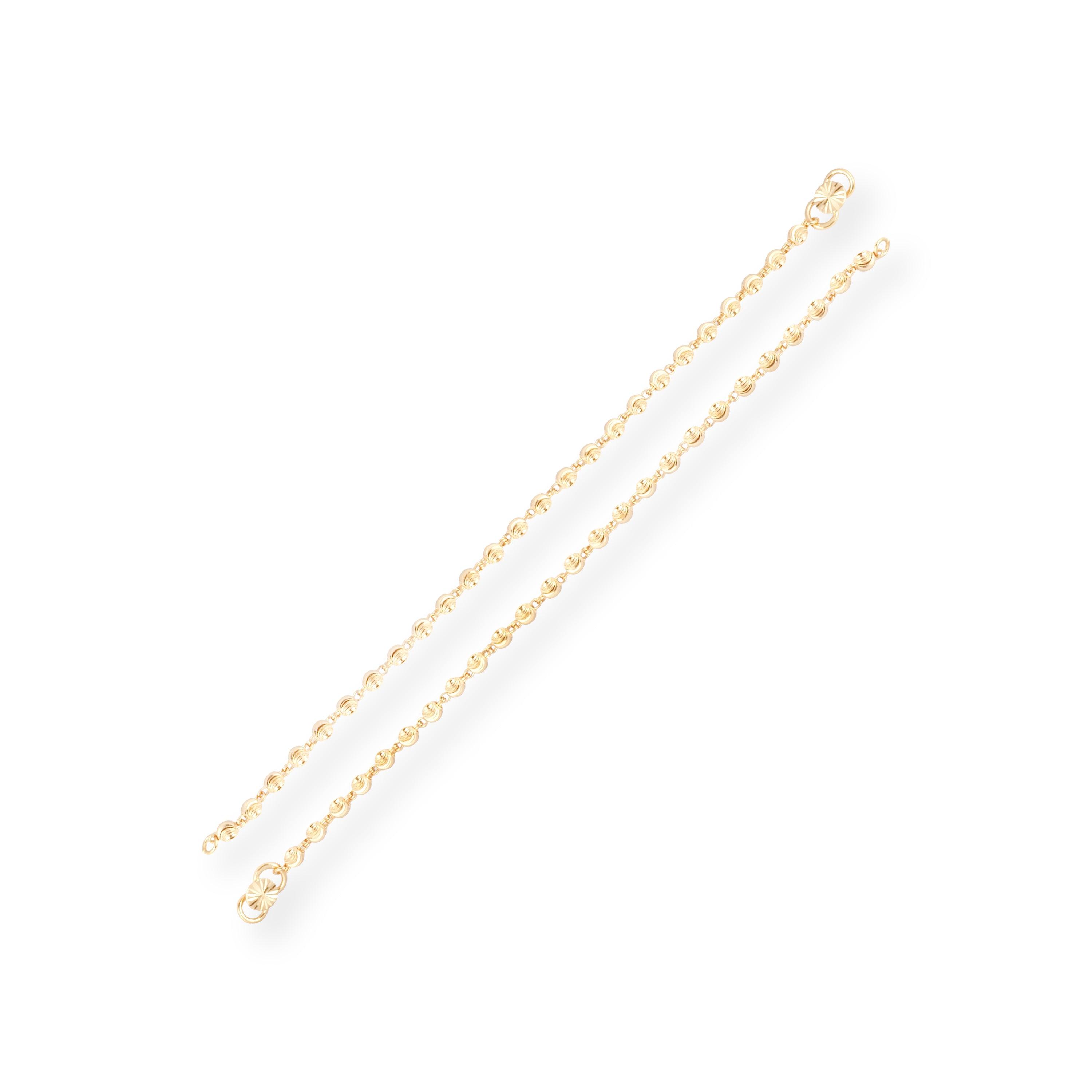 22ct Gold Child Bracelet with Diamond Cutting Beads & '' Figure of Eight '' Clasp CBR-8468 - Minar Jewellers
