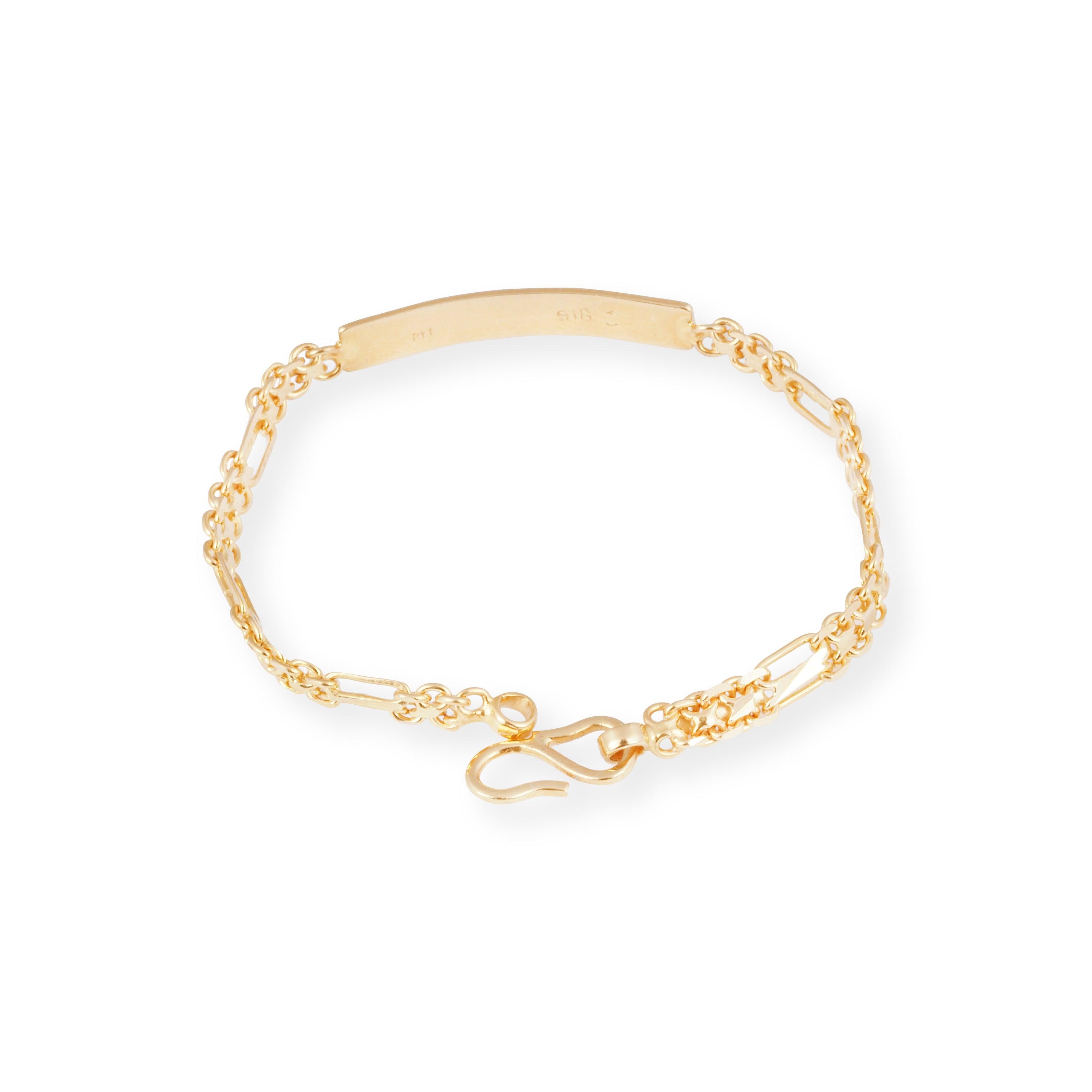 22ct Gold Child Bracelet with Engravable Plate & '' S '' Clasp CBR-8471 - Minar Jewellers
