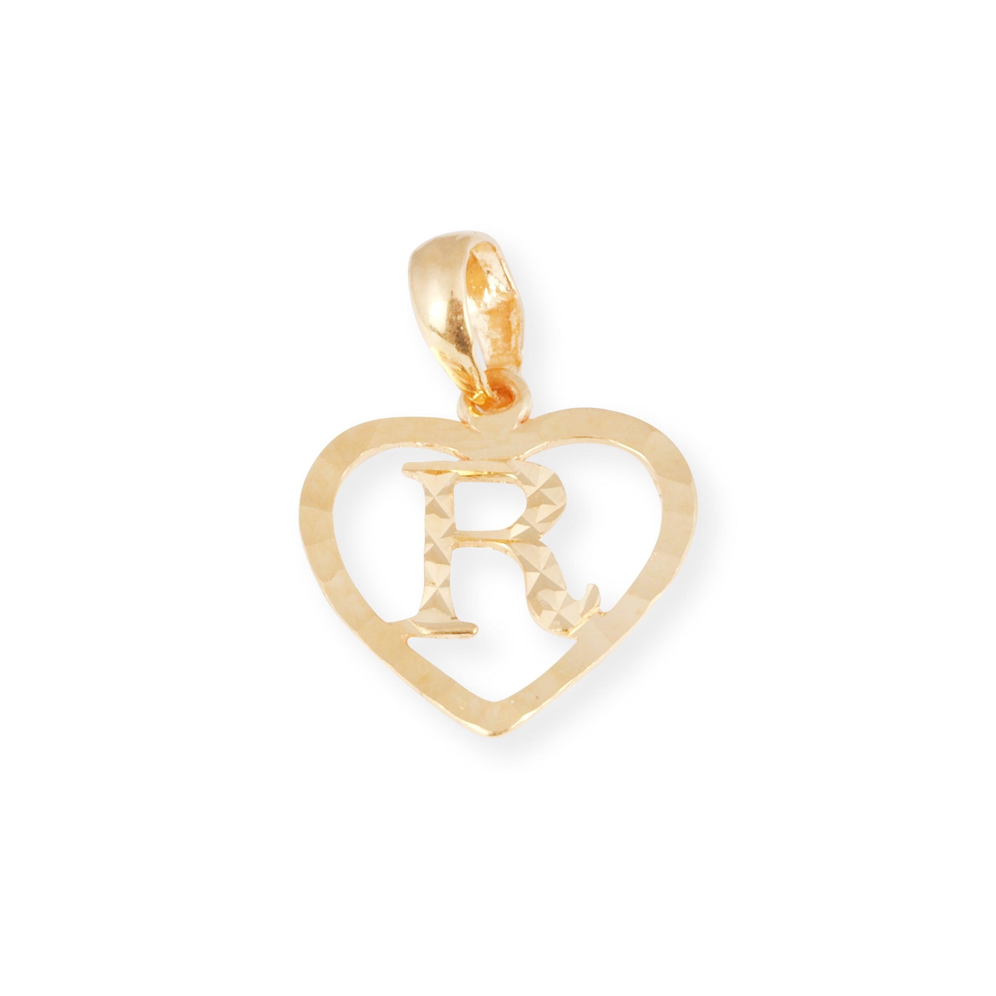 'R' 22ct Gold Heart Shape Initial Pendant P-8533-R - Minar Jewellers