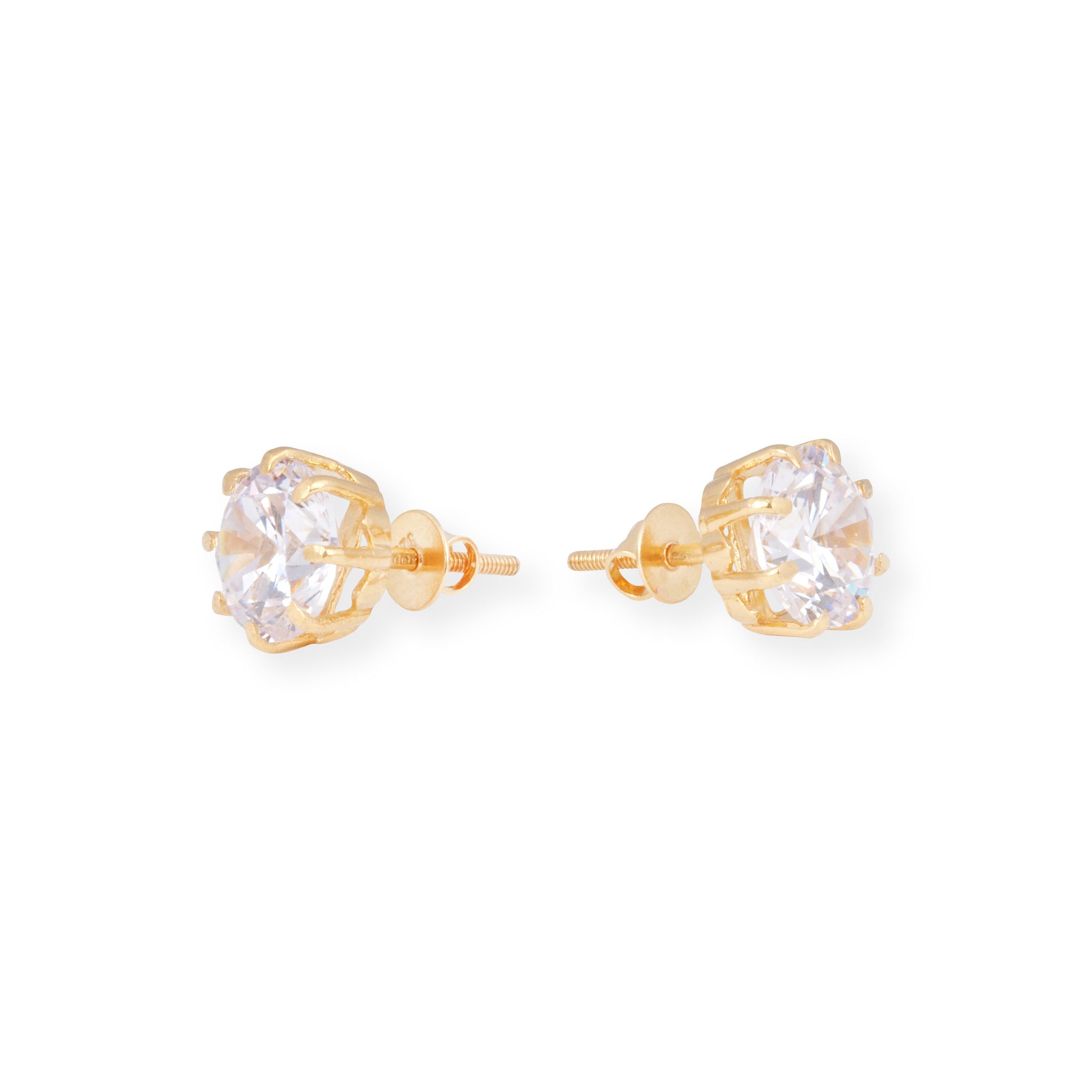 22ct Yellow Gold Cubic Zirconia Stud Earrings E-8530 - Minar Jewellers