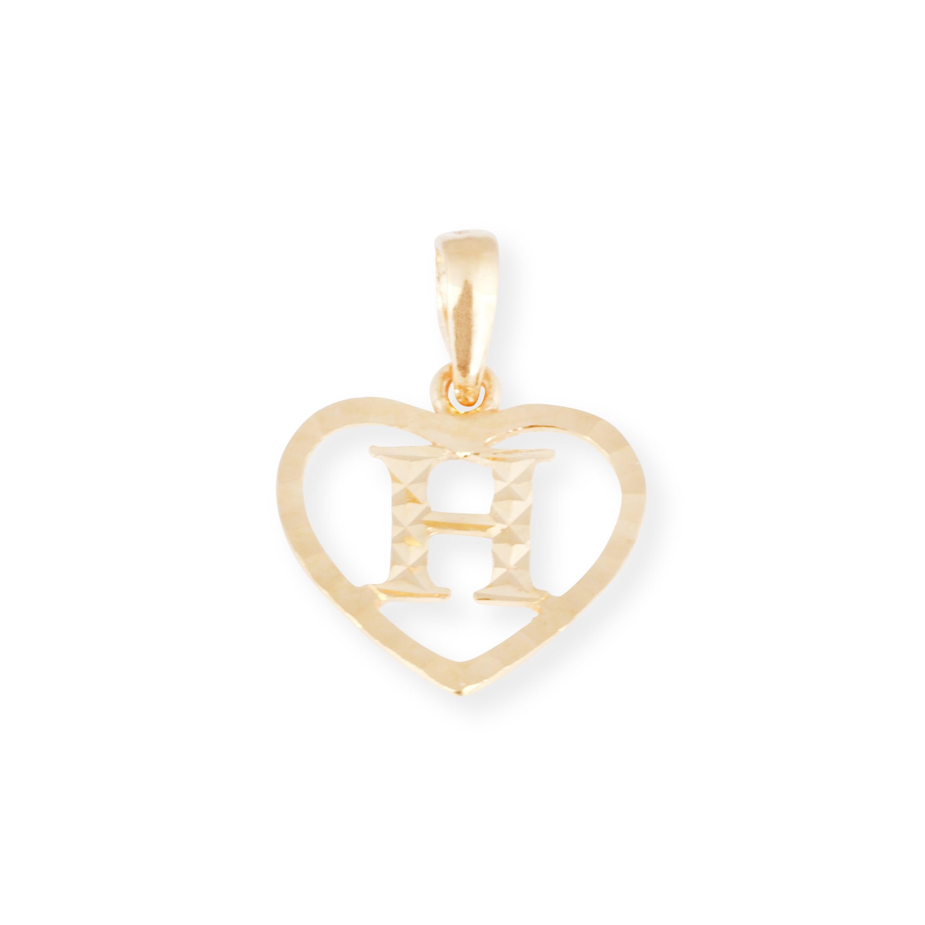 'H' 22ct Gold Heart Shape Initial Pendant P-8533-H - Minar Jewellers