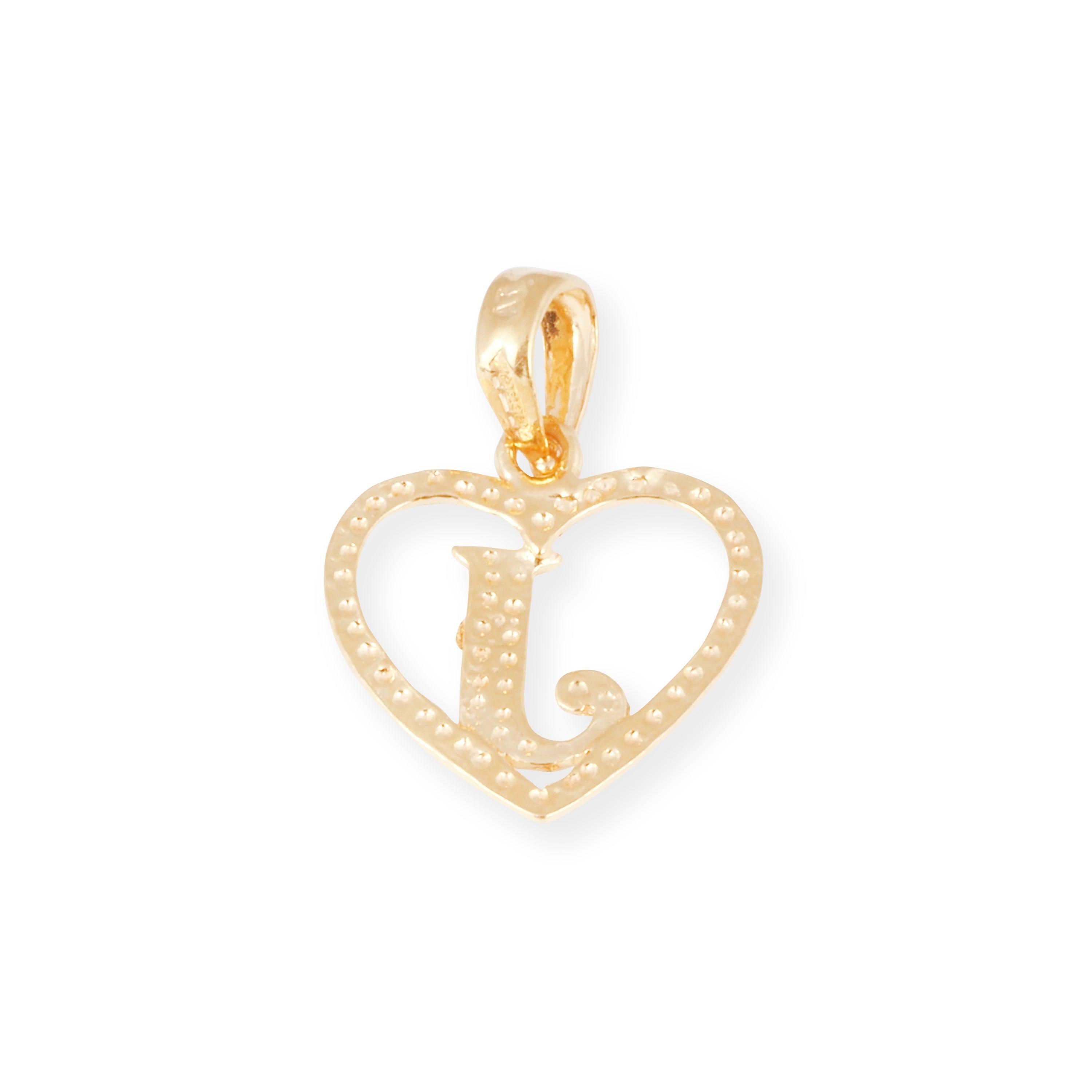 'J' 22ct Gold Heart Shape Initial Pendant P-8533-J - Minar Jewellers