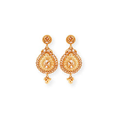 22ct Gold Necklace and Earrings set with Antiquated Look Design and Polki Style Stones-8536 - Minar Jewellers