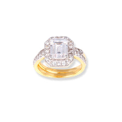 22ct Gold Emerald Cut Swarovski Zirconia Engagement Ring and Wedding Band Suite "jodi" (5.84g) LR20009 - Minar Jewellers
