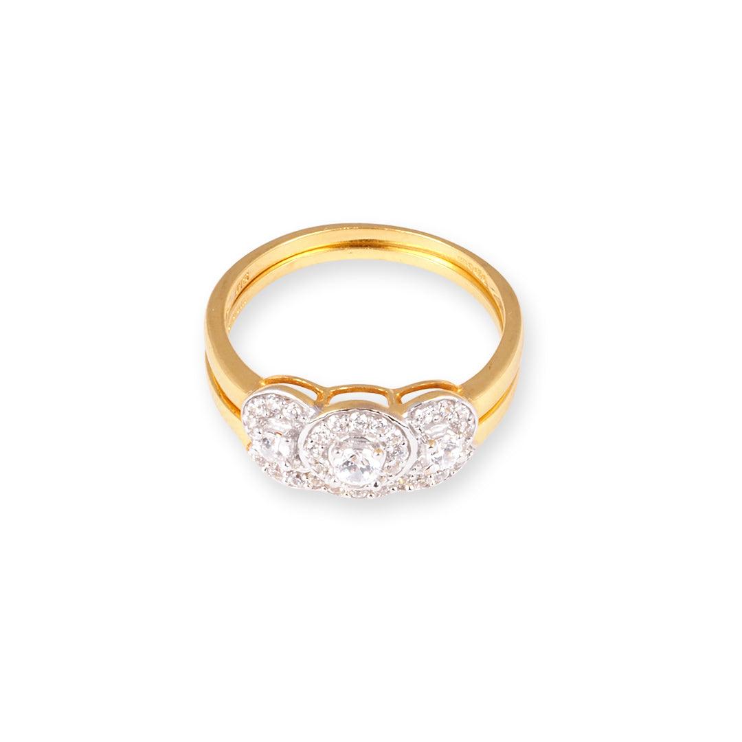 22ct Gold Swarovski Zirconia Trilogy Style Engagement Ring and Wedding Band Suite "jodi" LR18425 - Minar Jewellers