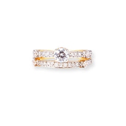 22ct Gold Cubic Zirconia Engagement Ring and Wedding Band Suite LR14433 - Minar Jewellers